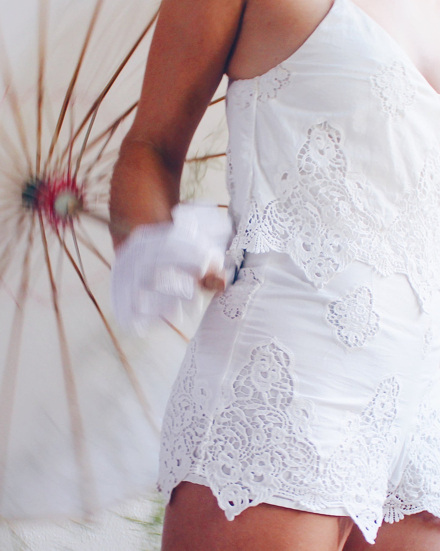 Delicate White Cotton Lace Romper - Whimsical Morute Victorian Style | Perfect for Summer Adventures & Dates