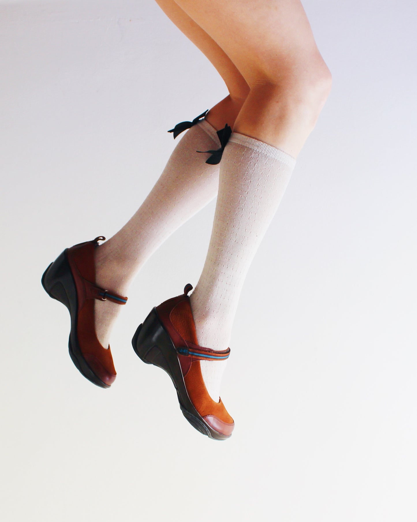 J41 Adventure On Brown Leather Mary Janes | Chunky Heel Orthopedic Support | Coquette Academic Summer Shoes