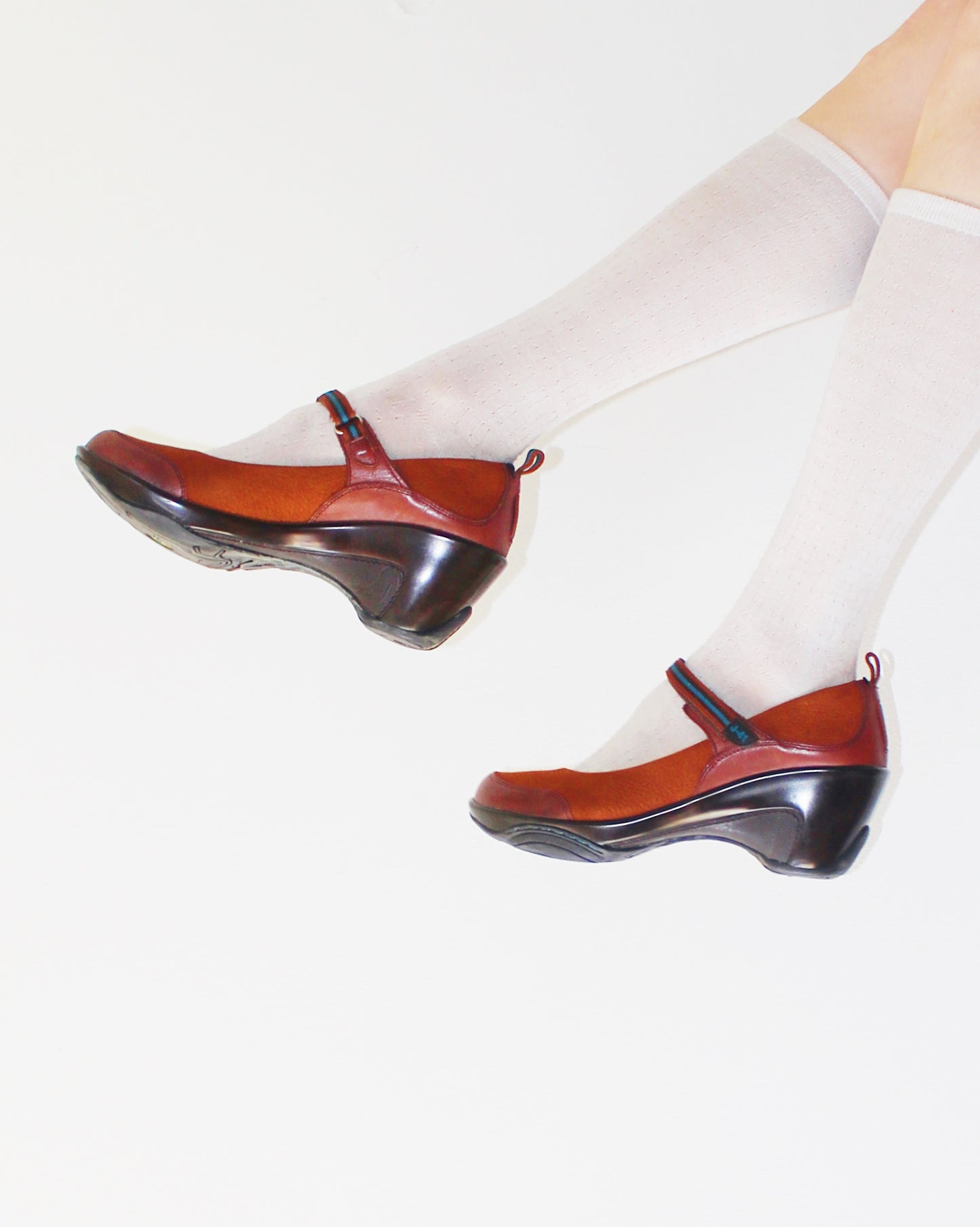 J41 Adventure On Brown Leather Mary Janes | Chunky Heel Orthopedic Support | Coquette Academic Summer Shoes