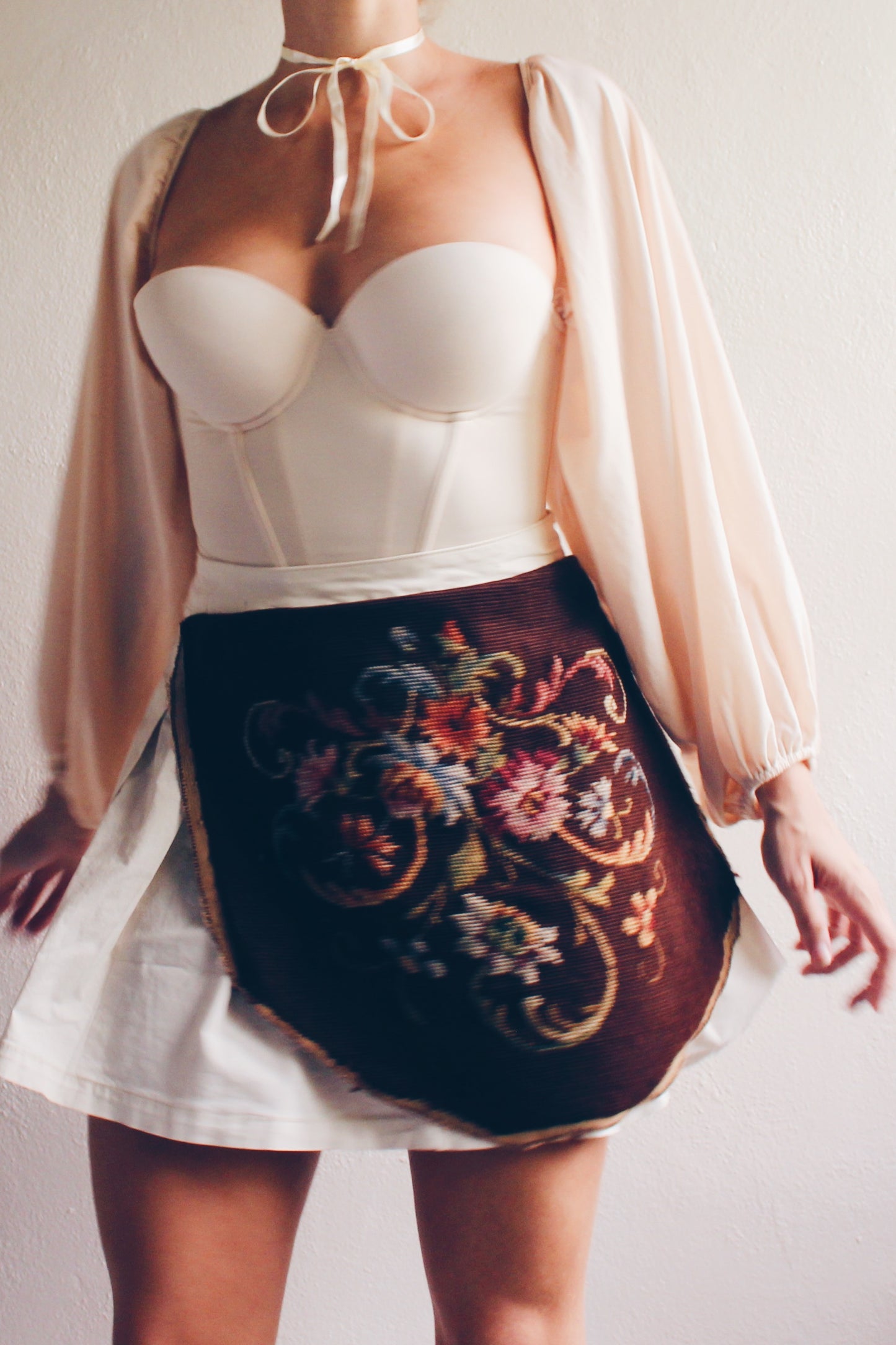 Coquette Glam Magic: Upcycled Bustier Corset with Sleeves That Steal the Show!