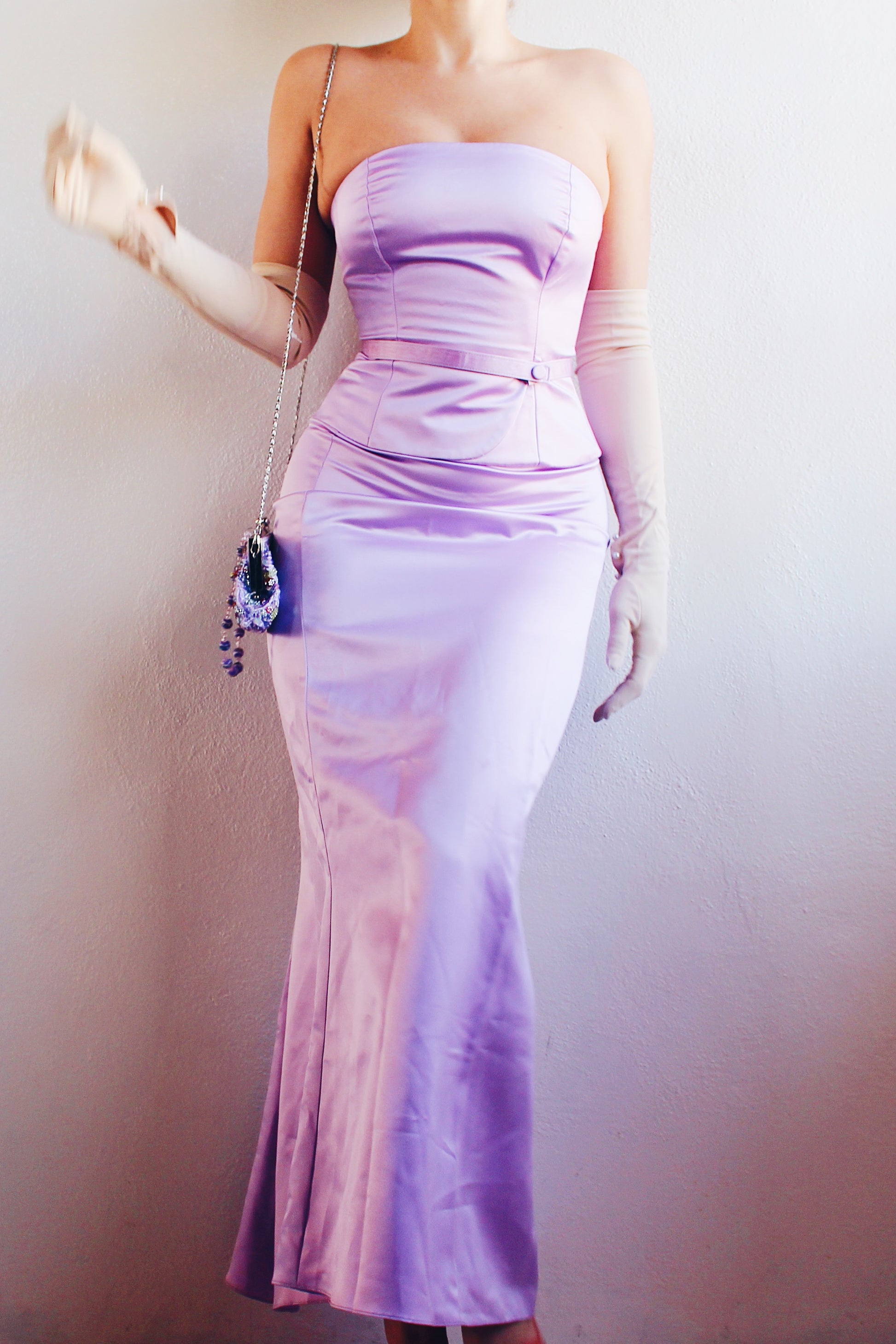 y2k purple dress Beautiful lavender pastel purple strapless Y2K gown