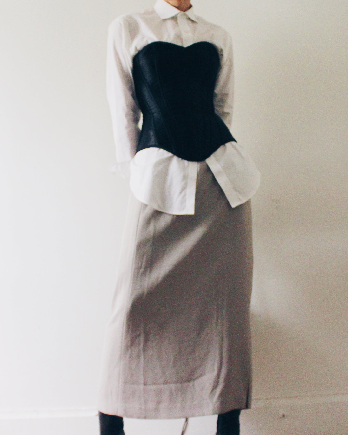 Vintage Grey Maxi Skirt by Karen Scott – 90s Minimalist Long Skirt | High or Low Rise Neutral Capsule Wardrobe Staple