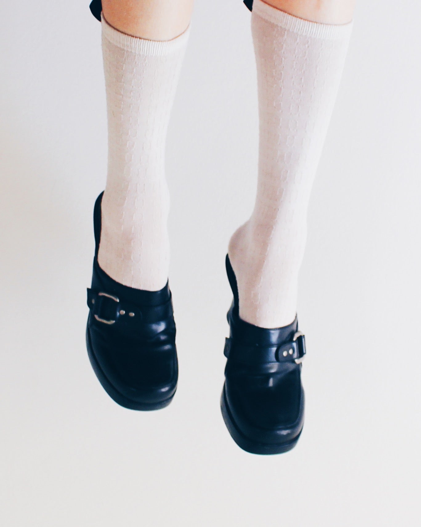 Born Black Leather Chunky Heeled Clogs | 90s Y2K Whimsygoth Buckle Shoes | Academic Goth Platform Style