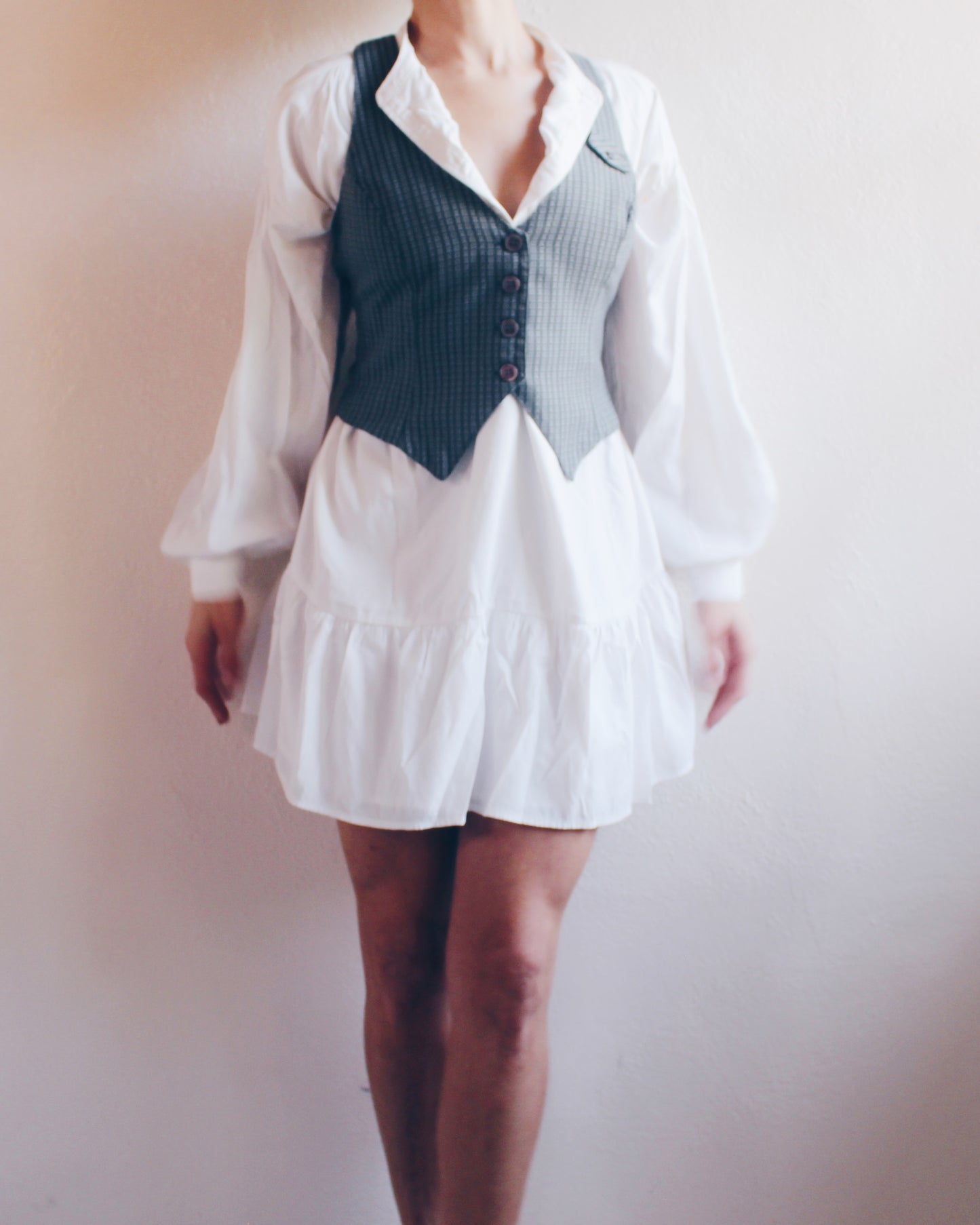 Vintage 90s Blue-Green Vest – Dark Academia Waistcoat for Women | Fall Preppy Academic Layer