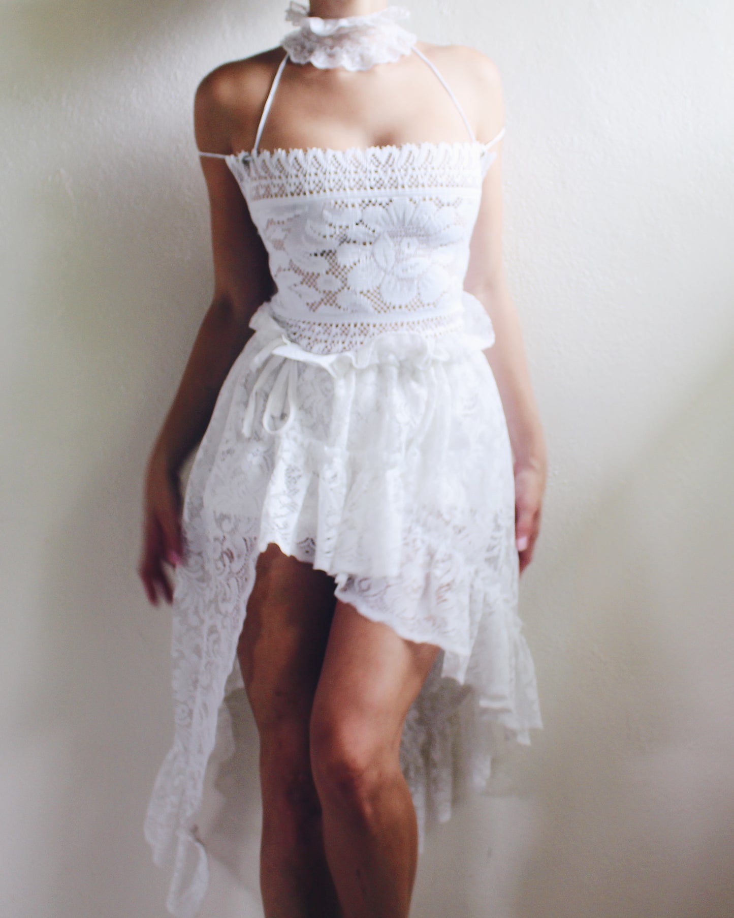 Upcycled Asymmetric Lace Skirt - Ethereal Coquette Style | Vintage Curtain Skirt Inspired by Daughters of the Dust