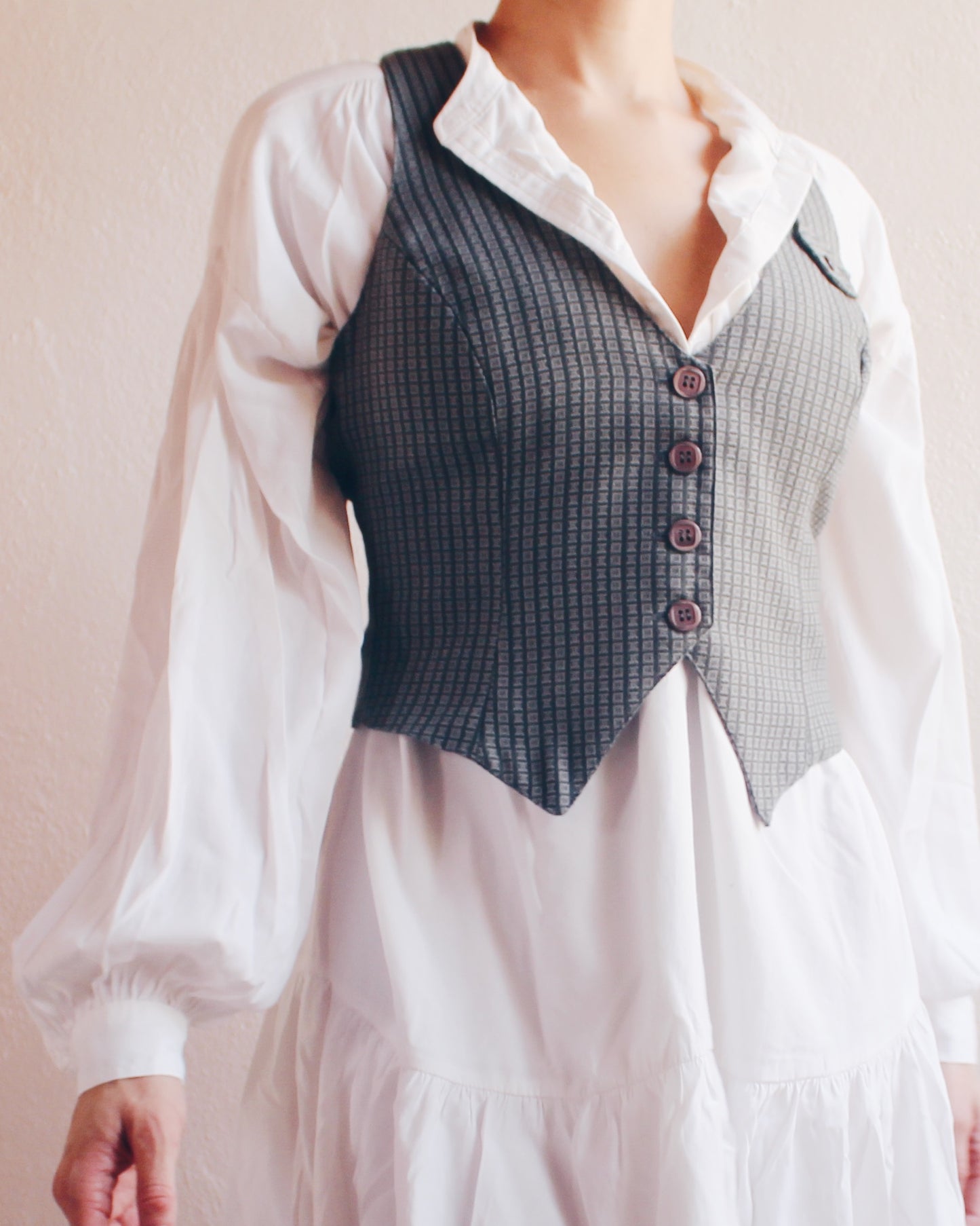Vintage 90s Blue-Green Vest – Dark Academia Waistcoat for Women | Fall Preppy Academic Layer