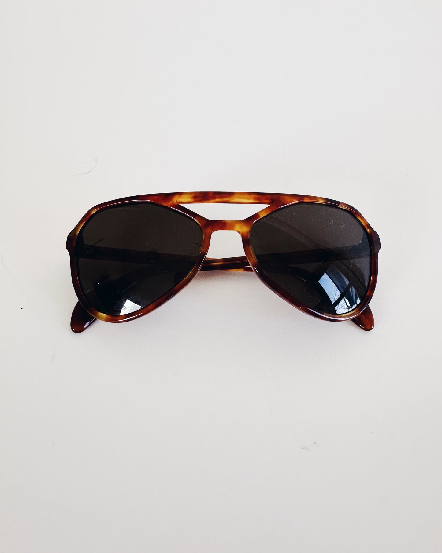Vintage Prada Tortoise Shell Sunglasses – 70s Inspired Brown Designer Shades with Leather Case