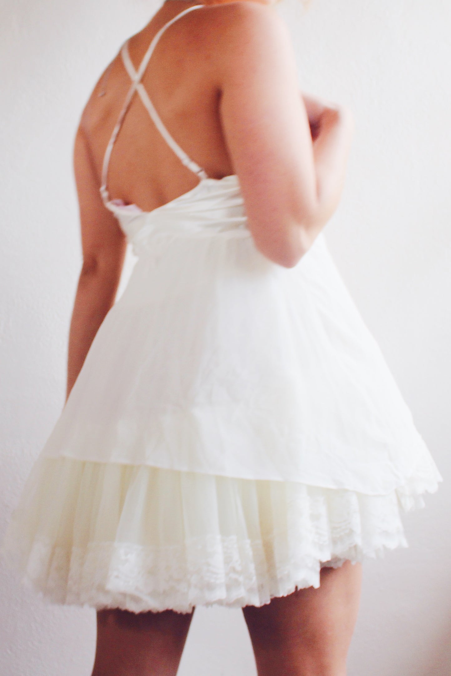 Vintage Selkie Elegance: Cream Tulle Lace Petticoat Skirt - Dark Academic Coquette Style