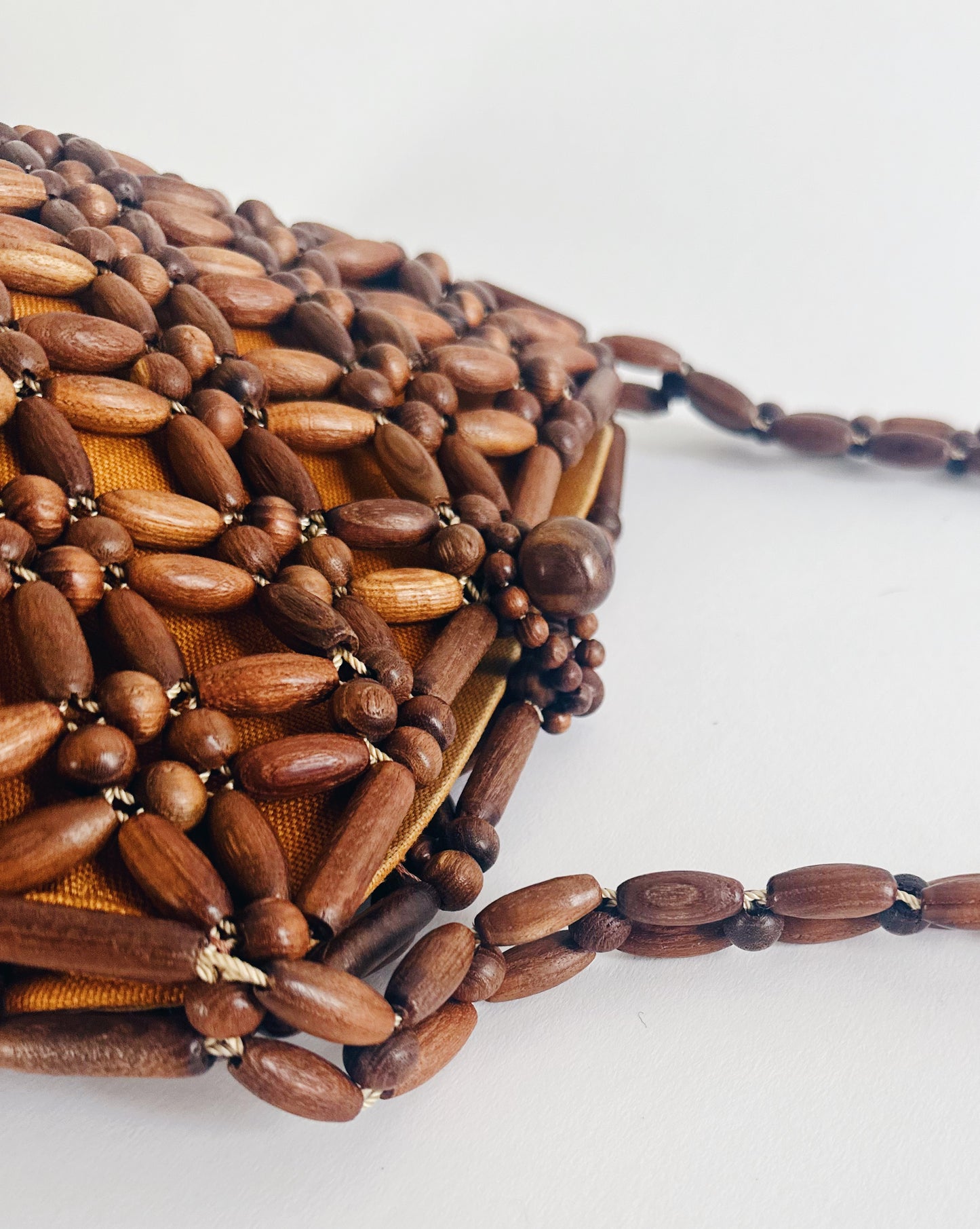 Vintage 90s Wooden Beaded Purse – Small Structured Summer Whimsygoth Boho Bag