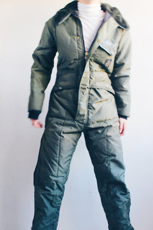 Retro Utility Wear! Vintage 1970s Quilted Ski Suit – Gorpcore Snowsuit for Snow Adventures