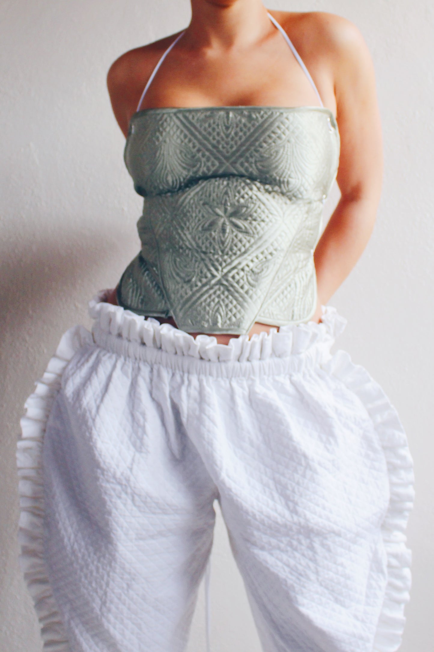 Upcycled Vintage Placemat Tank – Wear vintage Embroidered Art - Reworked quilted crop top