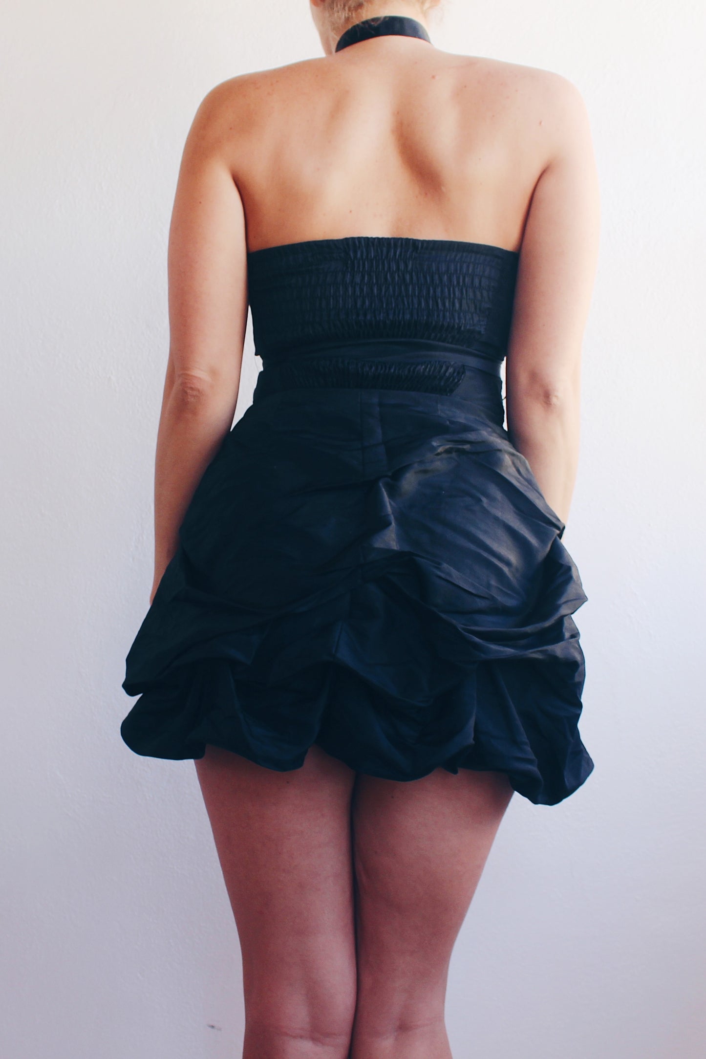 Y2K Dreams Delivered: Sleeveless Black Bubble Skirt Dress for Party Perfection