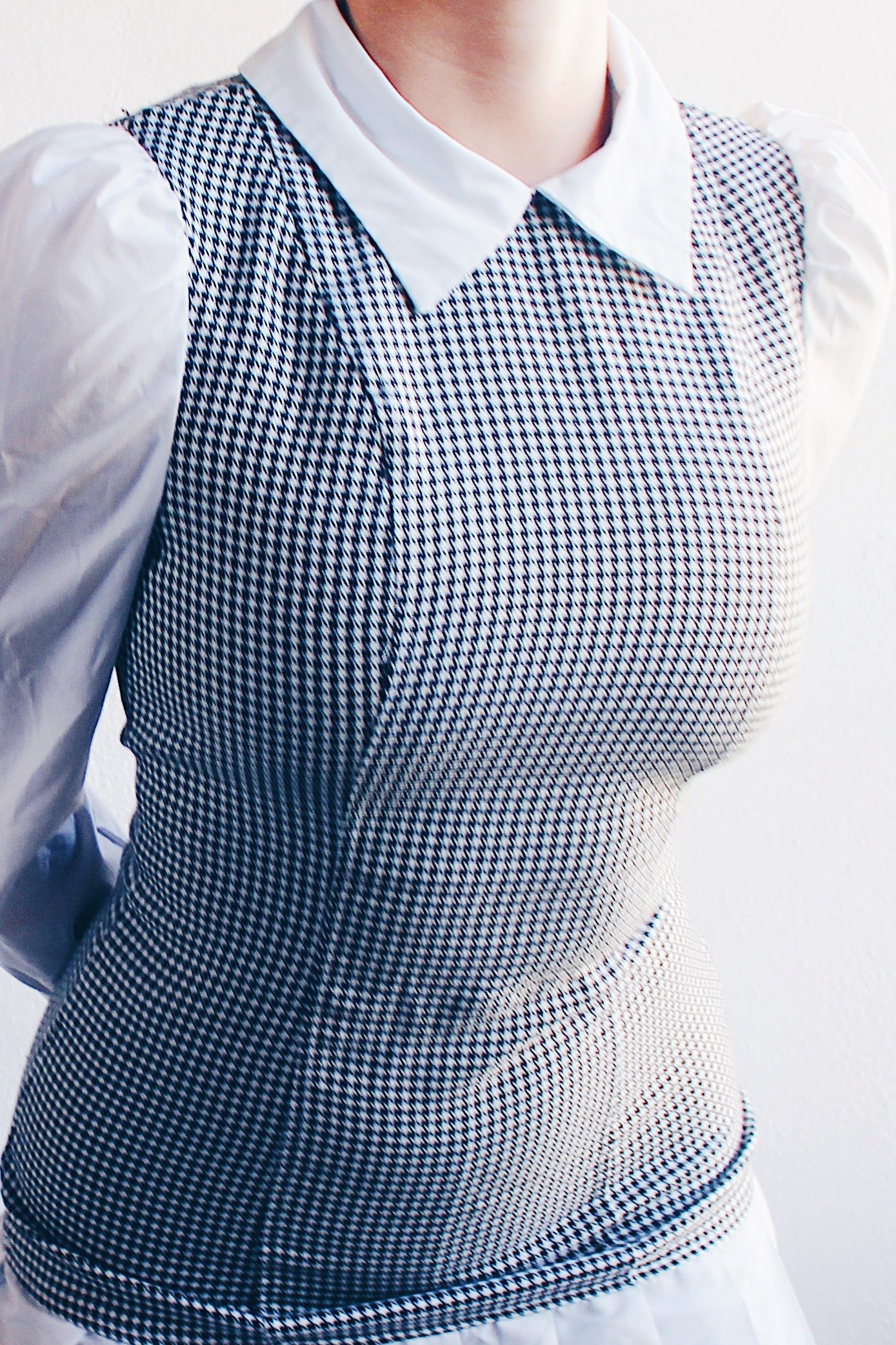 Dark Academia Elegance: Houndstooth Drop Waist Minidress - Classic Charm with a Modern Twist!