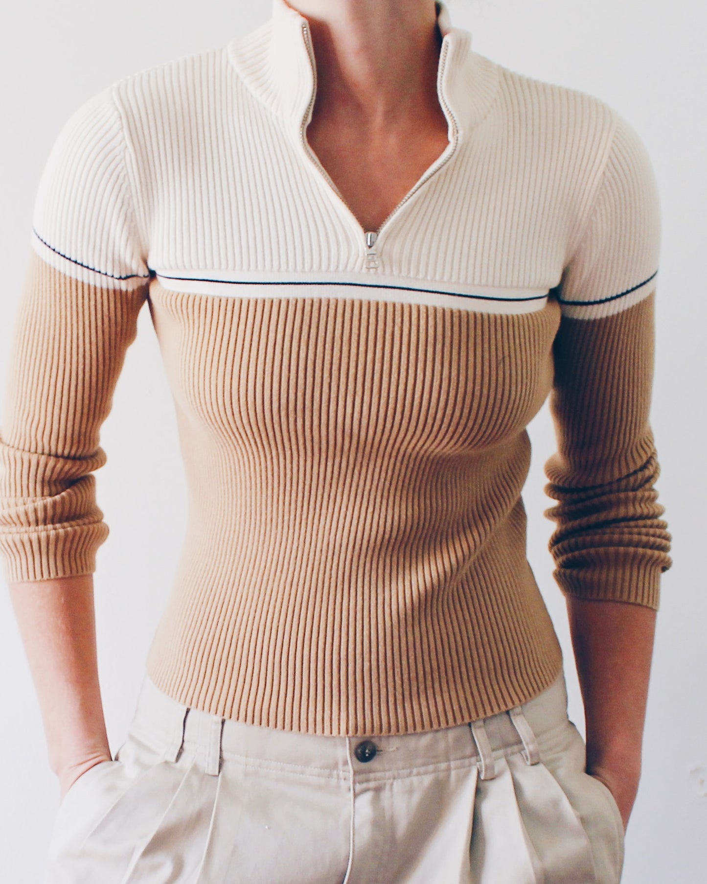 Vintage Y2K Polo Jeans Co Ralph Lauren Quarter‑Zip Sweater — Minimalist Chic Knit Rare Find
