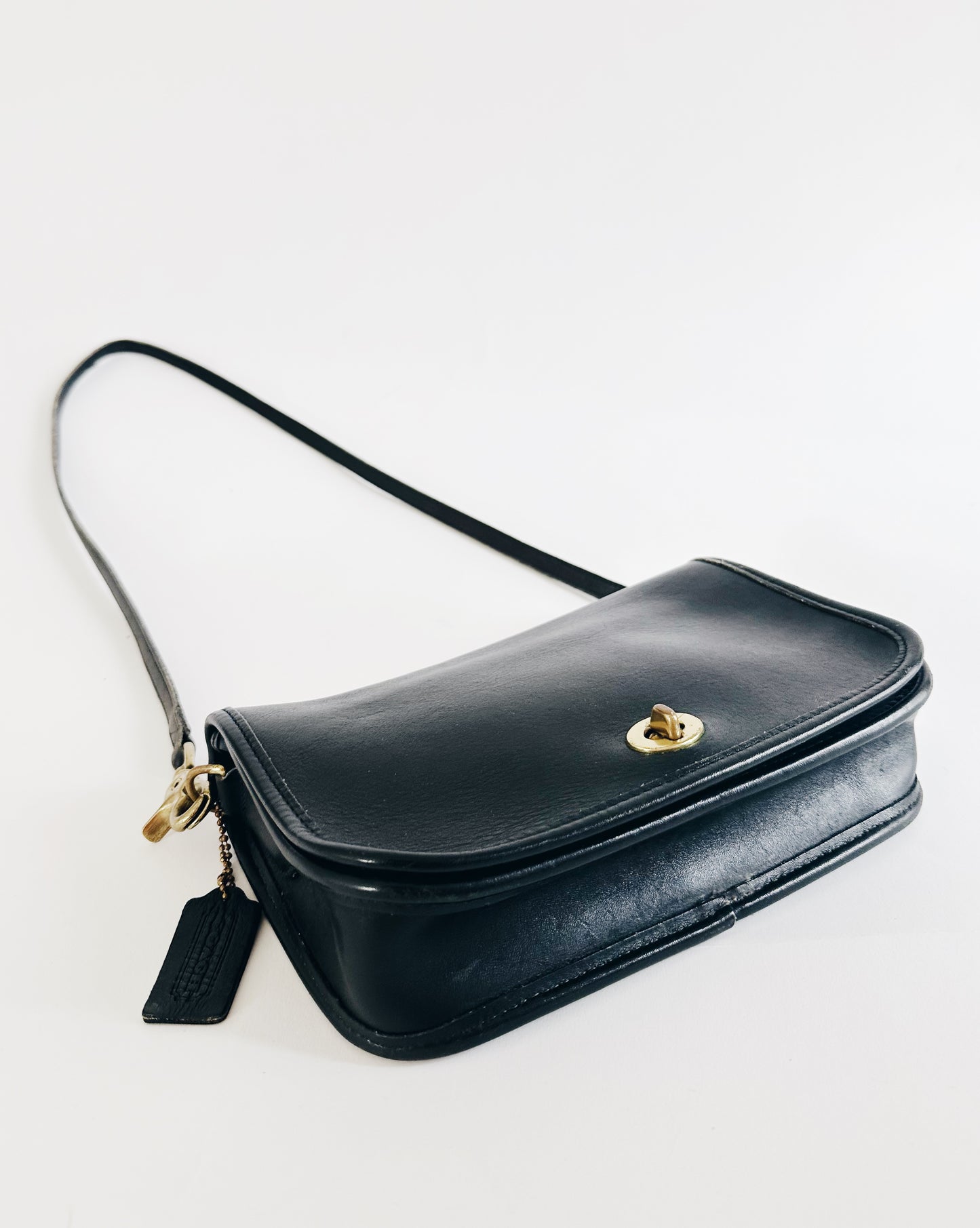 Vintage Coach Black Patent Leather Crossbody – 90s Minimalist Chic Bag