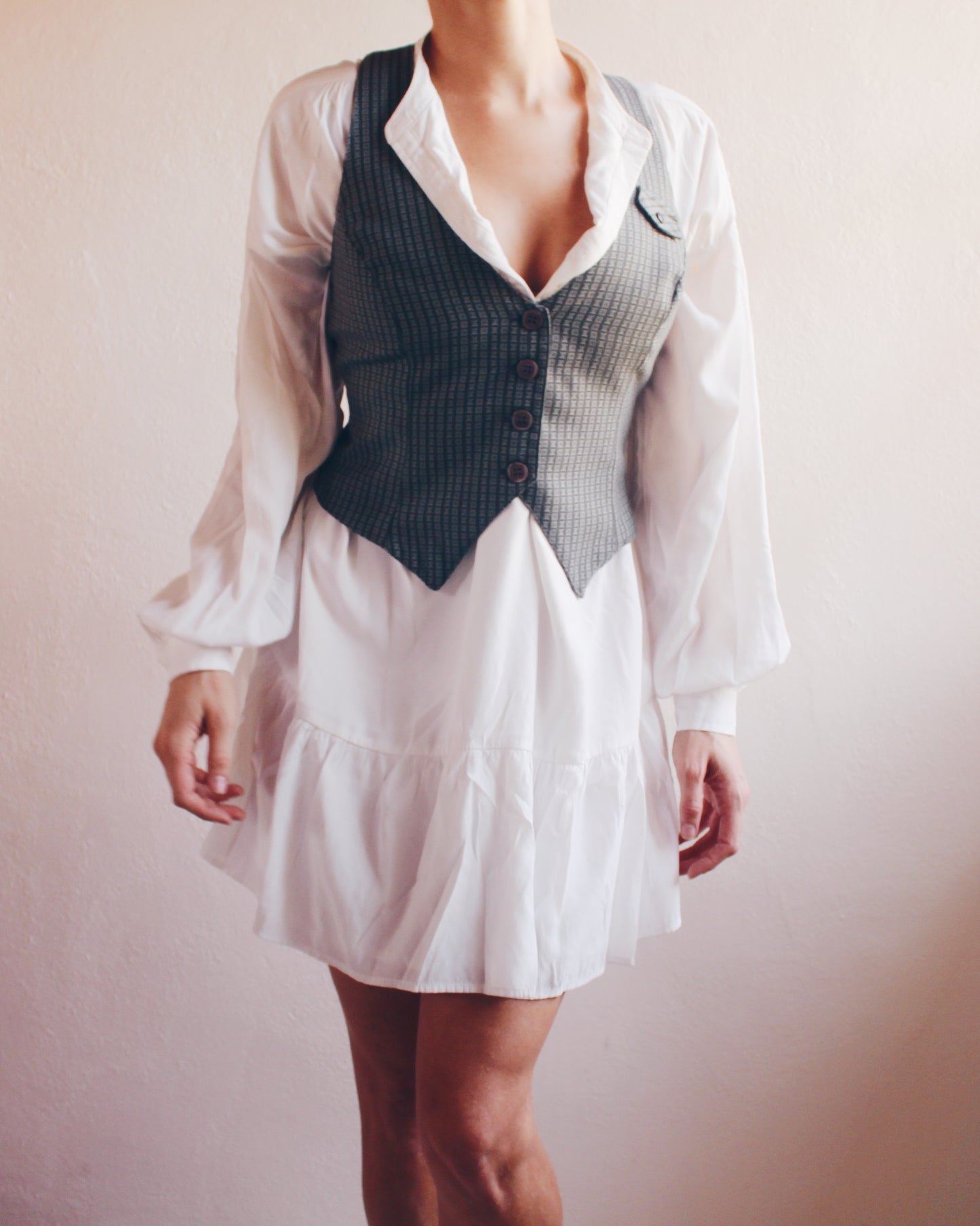 Vintage 90s Blue-Green Vest – Dark Academia Waistcoat for Women | Fall Preppy Academic Layer
