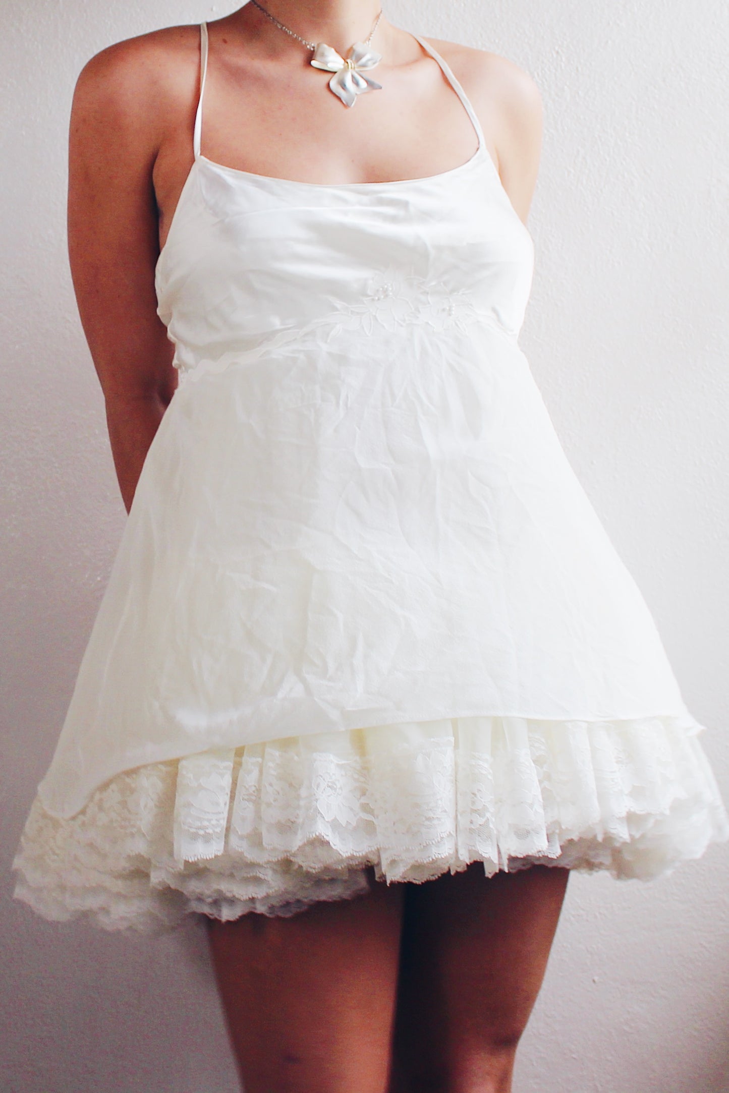 Vintage Selkie Elegance: Cream Tulle Lace Petticoat Skirt - Dark Academic Coquette Style