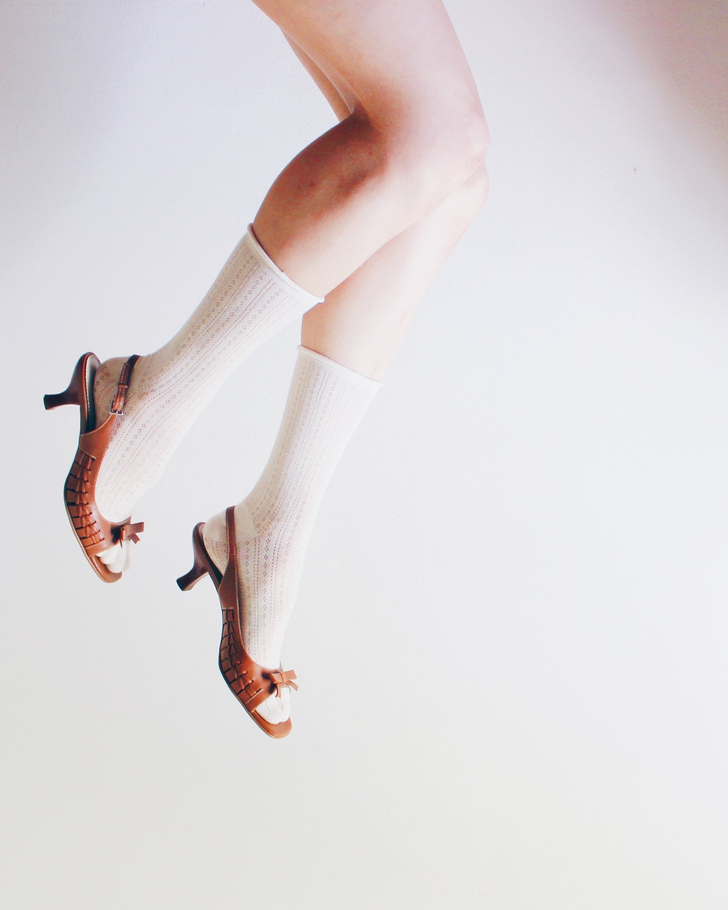 Franco Sarto Tan Leather Peep Toe Kitten Heels with Bow | Coquette Summer Sandals | Genuine Leather Upper