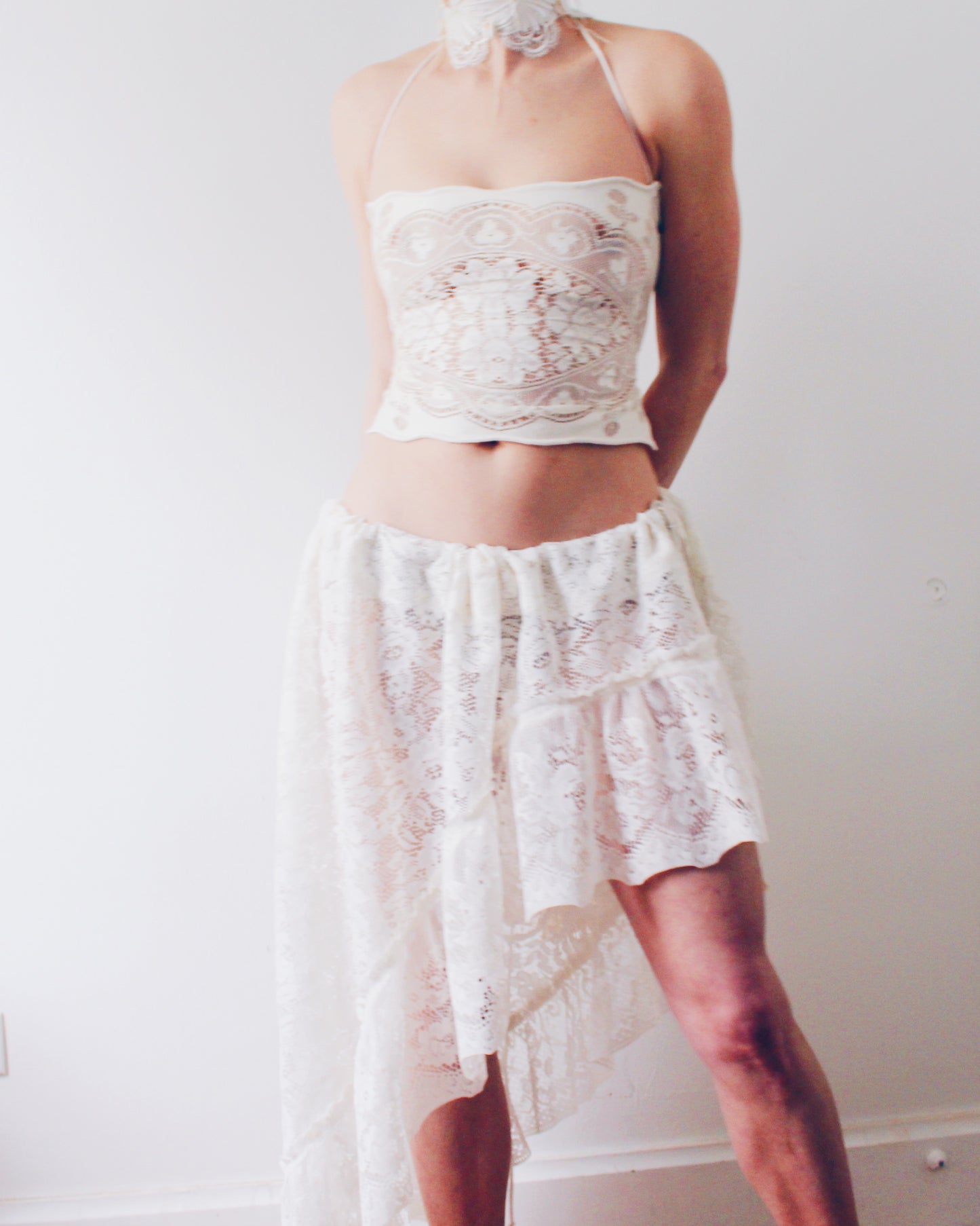 Upcycled Asymmetric Lace Skirt - Ethereal Coquette Style | Vintage Curtain Skirt Inspired by Daughters of the Dust