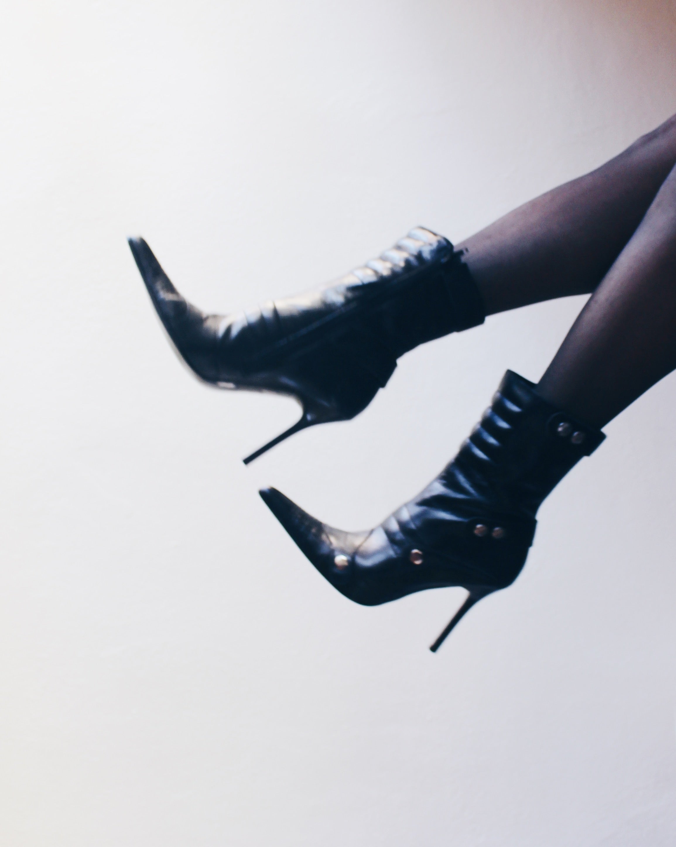 Archive pointed toe heel boots black 靴 archive leather pointed