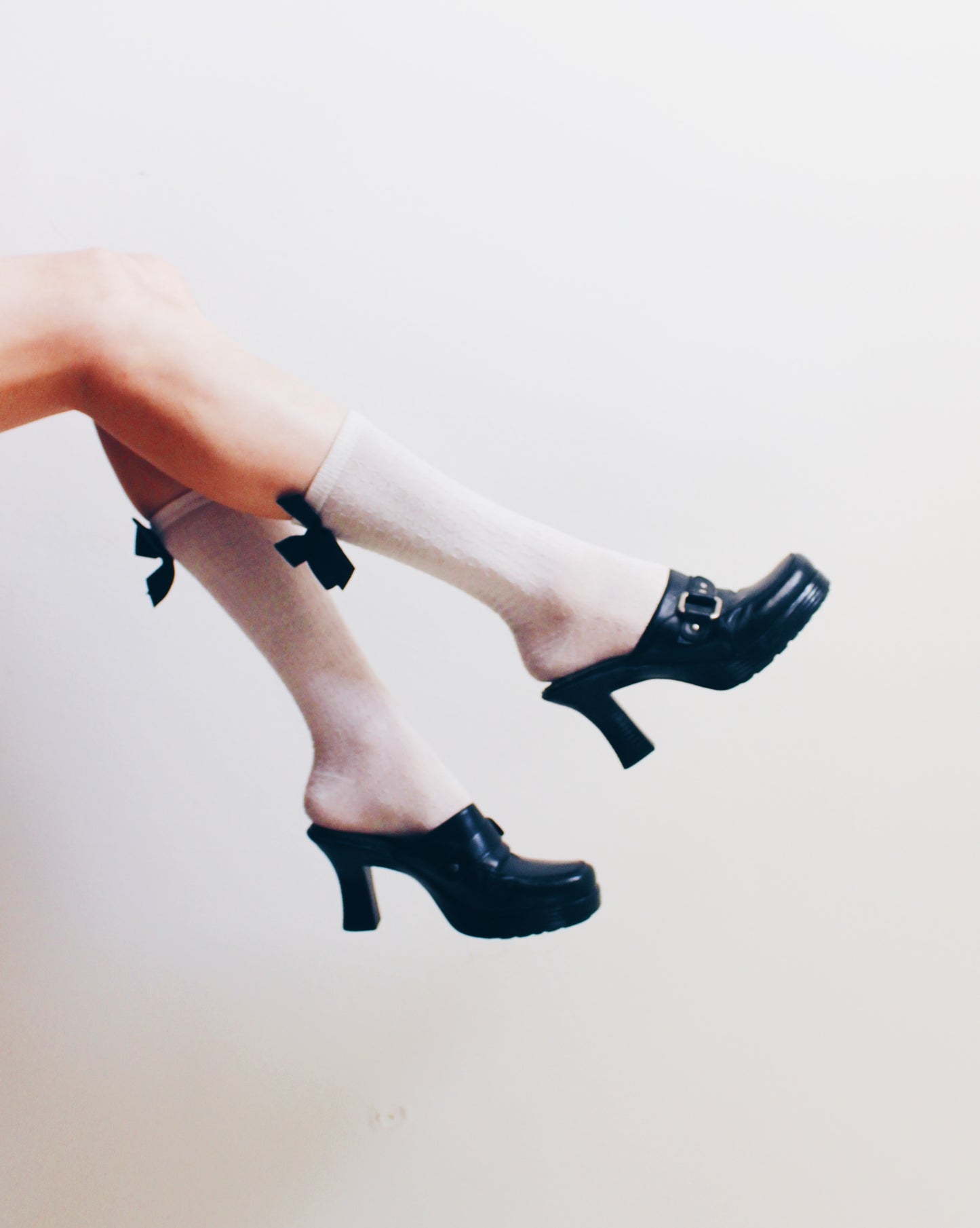 Born Black Leather Chunky Heeled Clogs | 90s Y2K Whimsygoth Buckle Shoes | Academic Goth Platform Style