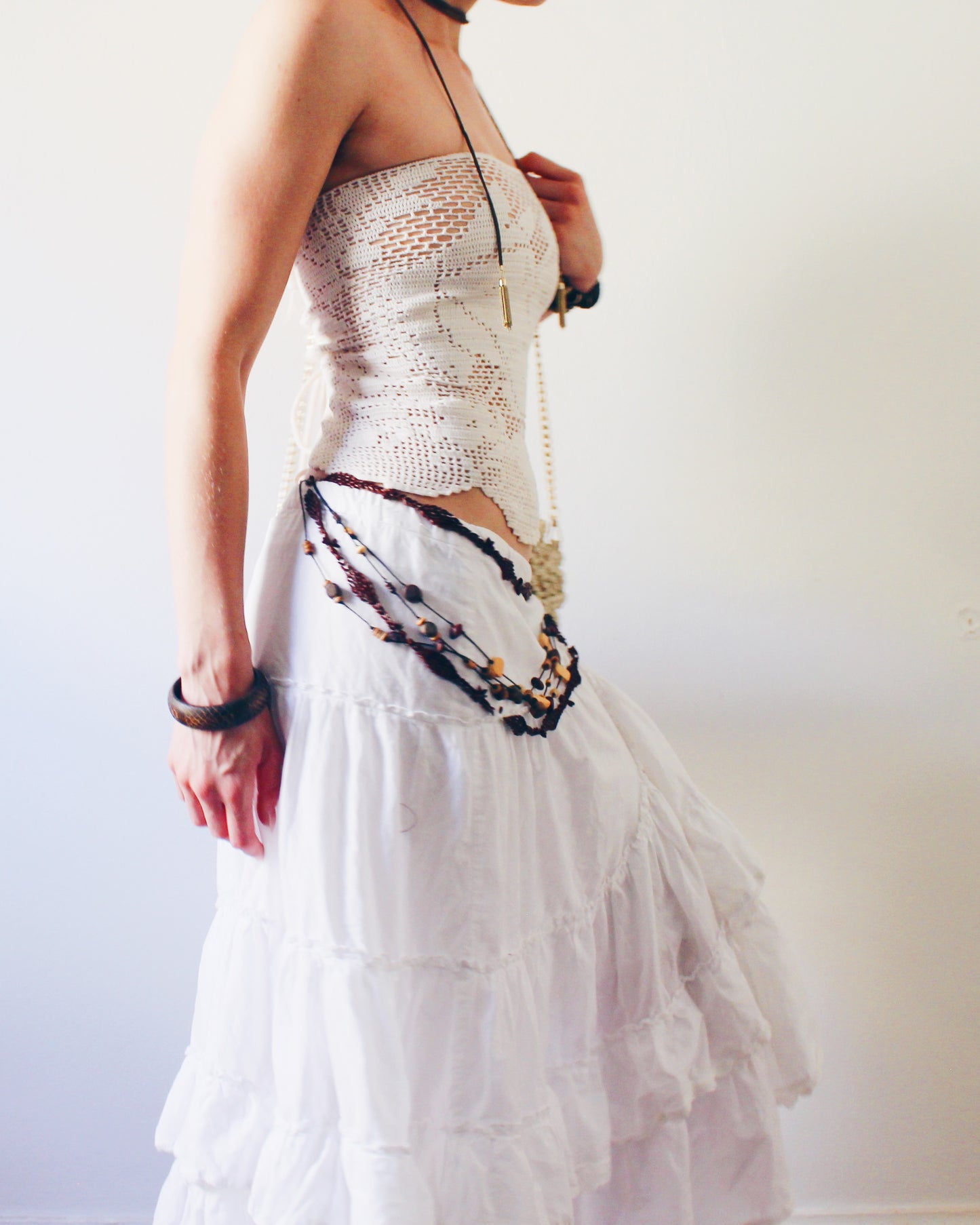 Crochet Couture: Upcycled Doily Crop Top - Reworked equestrian vintage - Festival Outfit