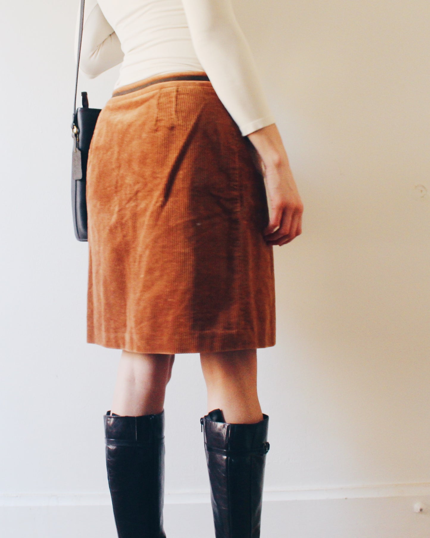 Vintage Corduroy and Wool Pocket Skirt – Low Waist 70s Style Midi in Earth Tones