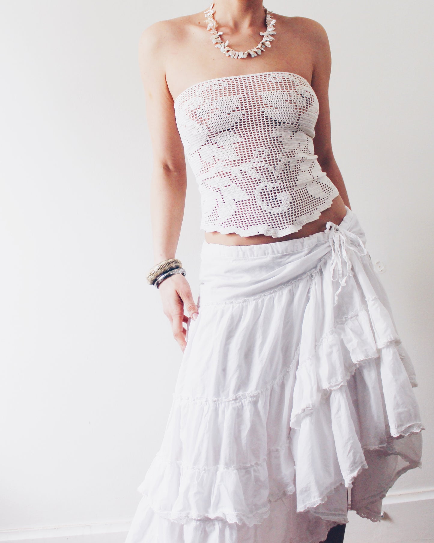 Crochet Couture: Upcycled Doily Crop Top - Reworked vintage - Coachella outfit