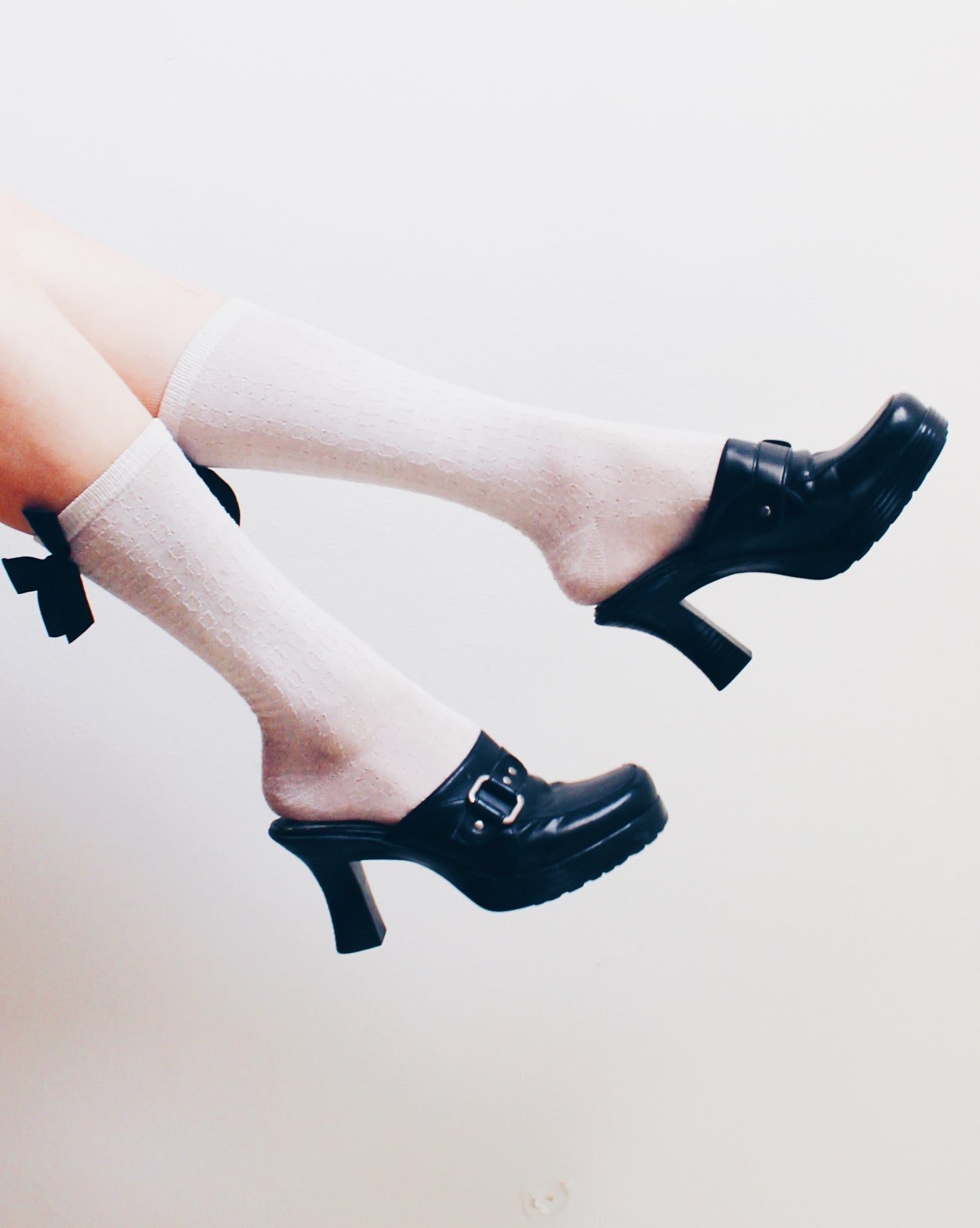 Born Black Leather Chunky Heeled Clogs | 90s Y2K Whimsygoth Buckle Shoes | Academic Goth Platform Style