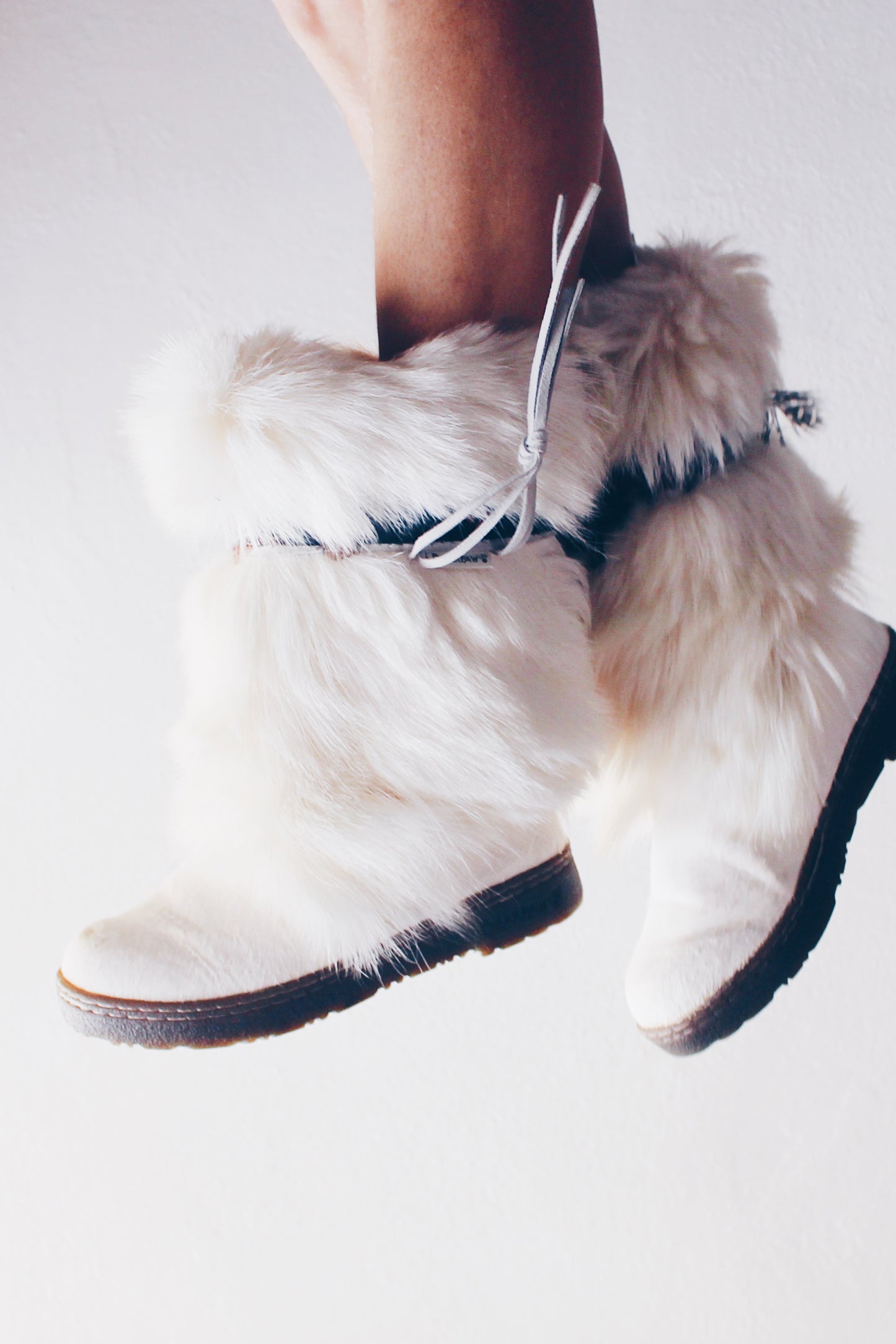 Y2K Fur Fashion: White Bearpaw Boots