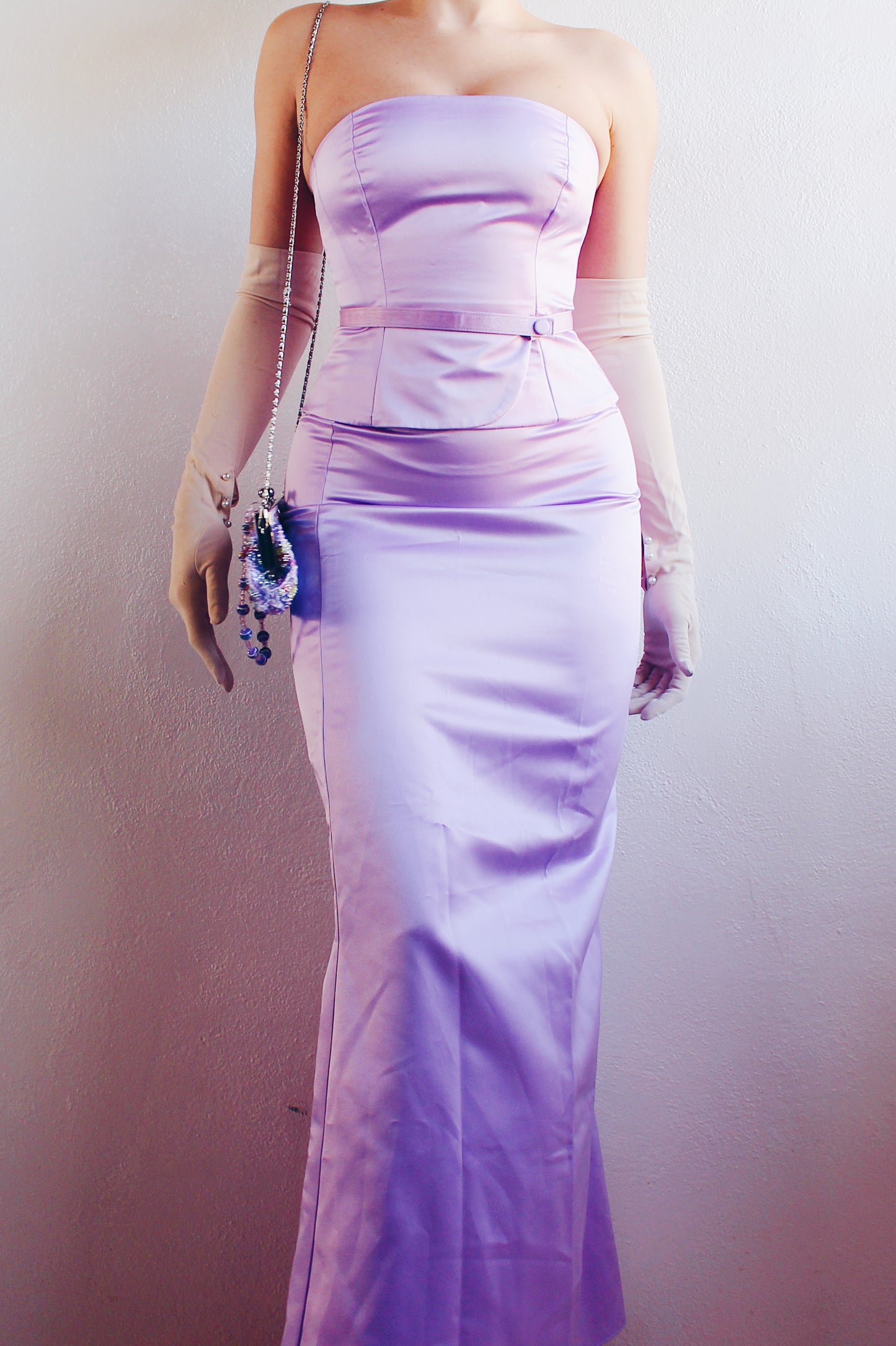 Vintage Y2K Formal Lilac Purple Dress Set - Coquette Girly Style for Valentine's Elegance