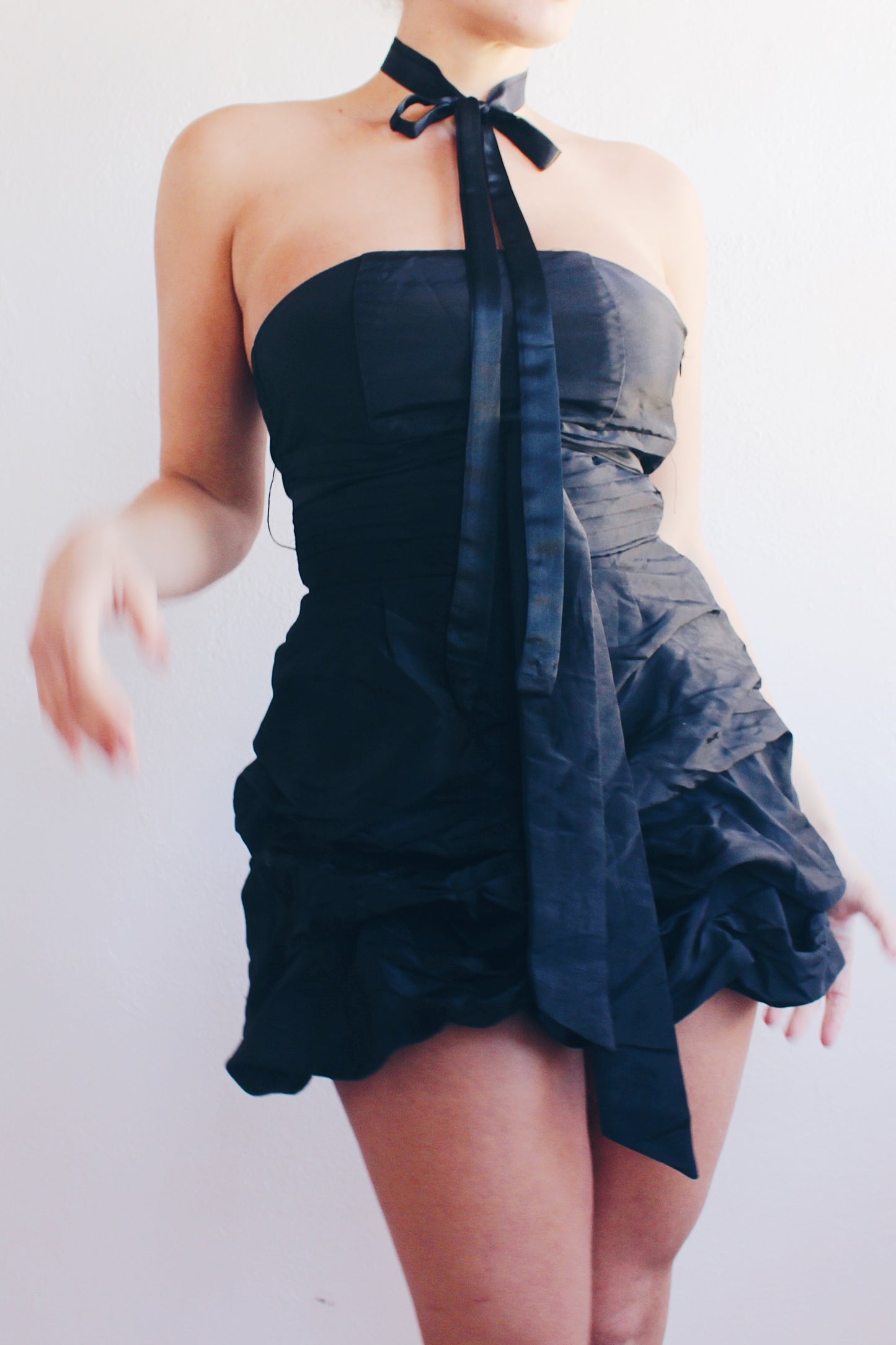 Y2K Dreams Delivered: Sleeveless Black Bubble Skirt Dress for Party Perfection