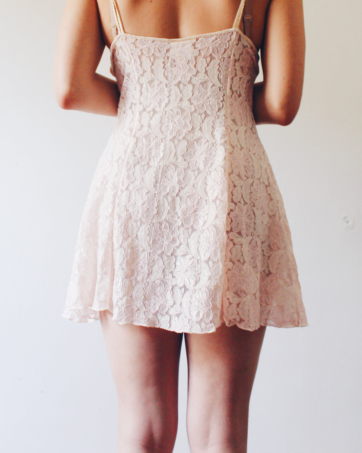 Soft Pink Lace Coquette Slip with Pearl Bead Lace Bust Adornment, Romantic Intimate Slip Dress, Flattering Coquette Lingerie