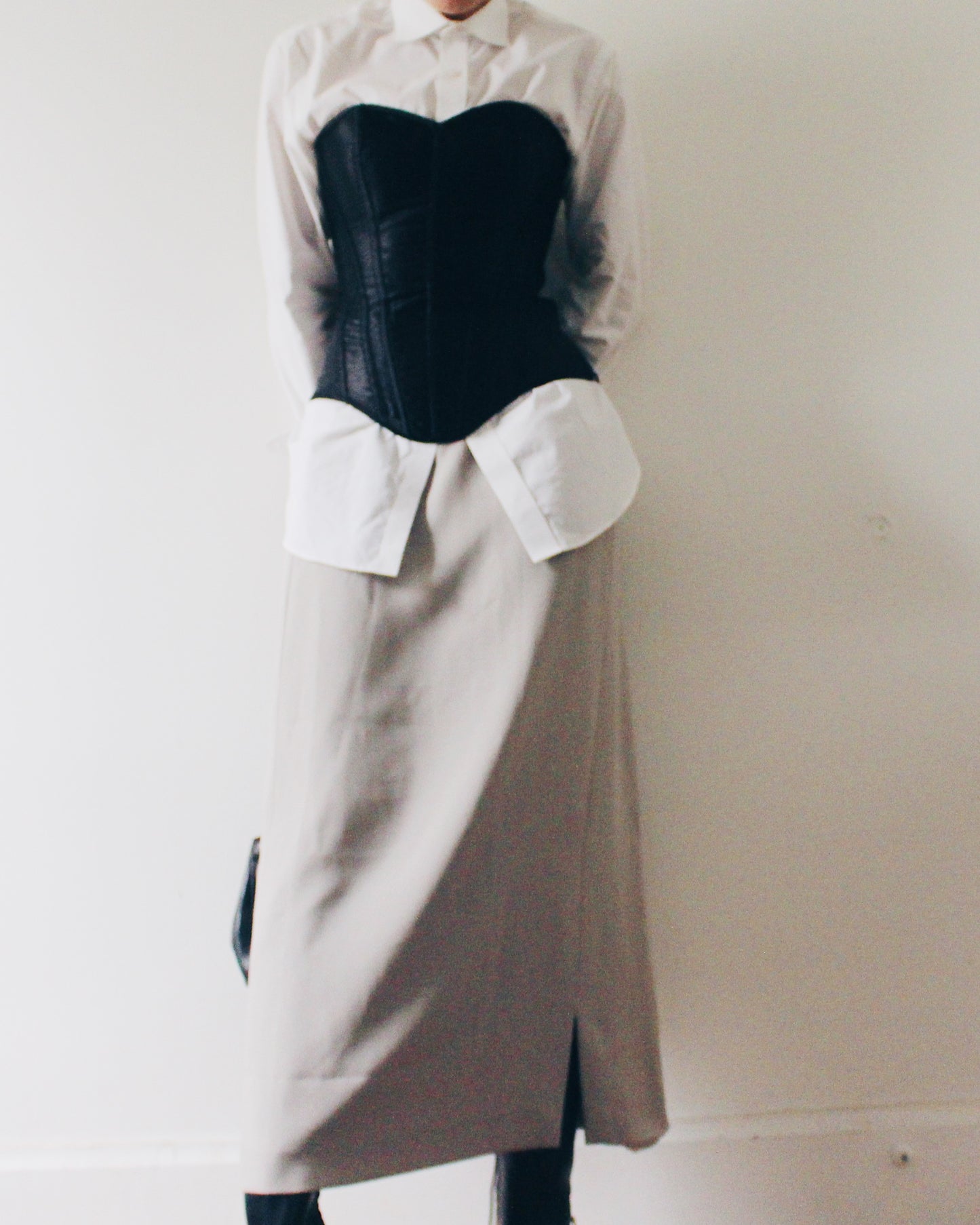 Vintage Grey Maxi Skirt by Karen Scott – 90s Minimalist Long Skirt | High or Low Rise Neutral Capsule Wardrobe Staple