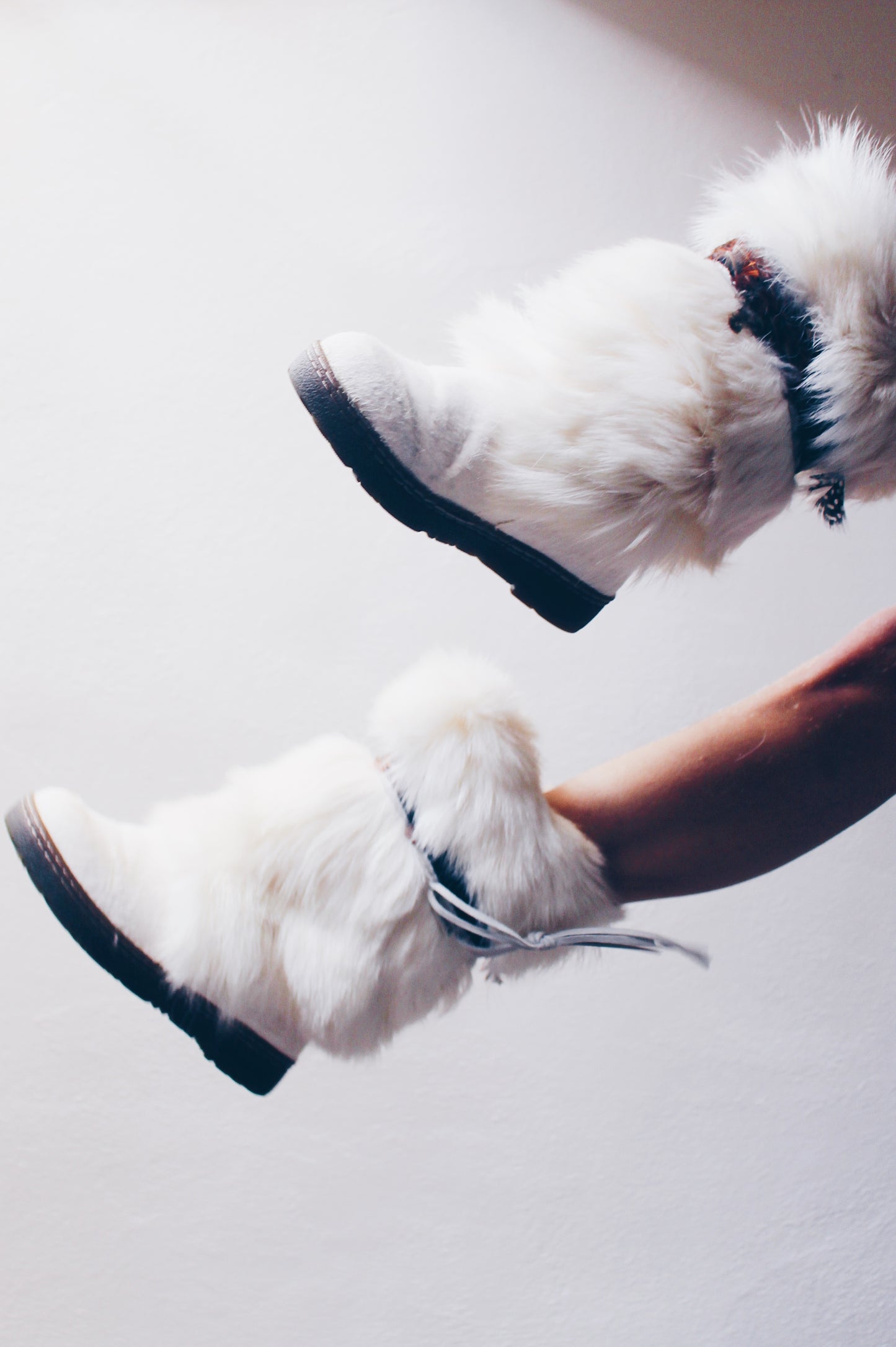 Y2K Fur Fashion: White Bearpaw Boots