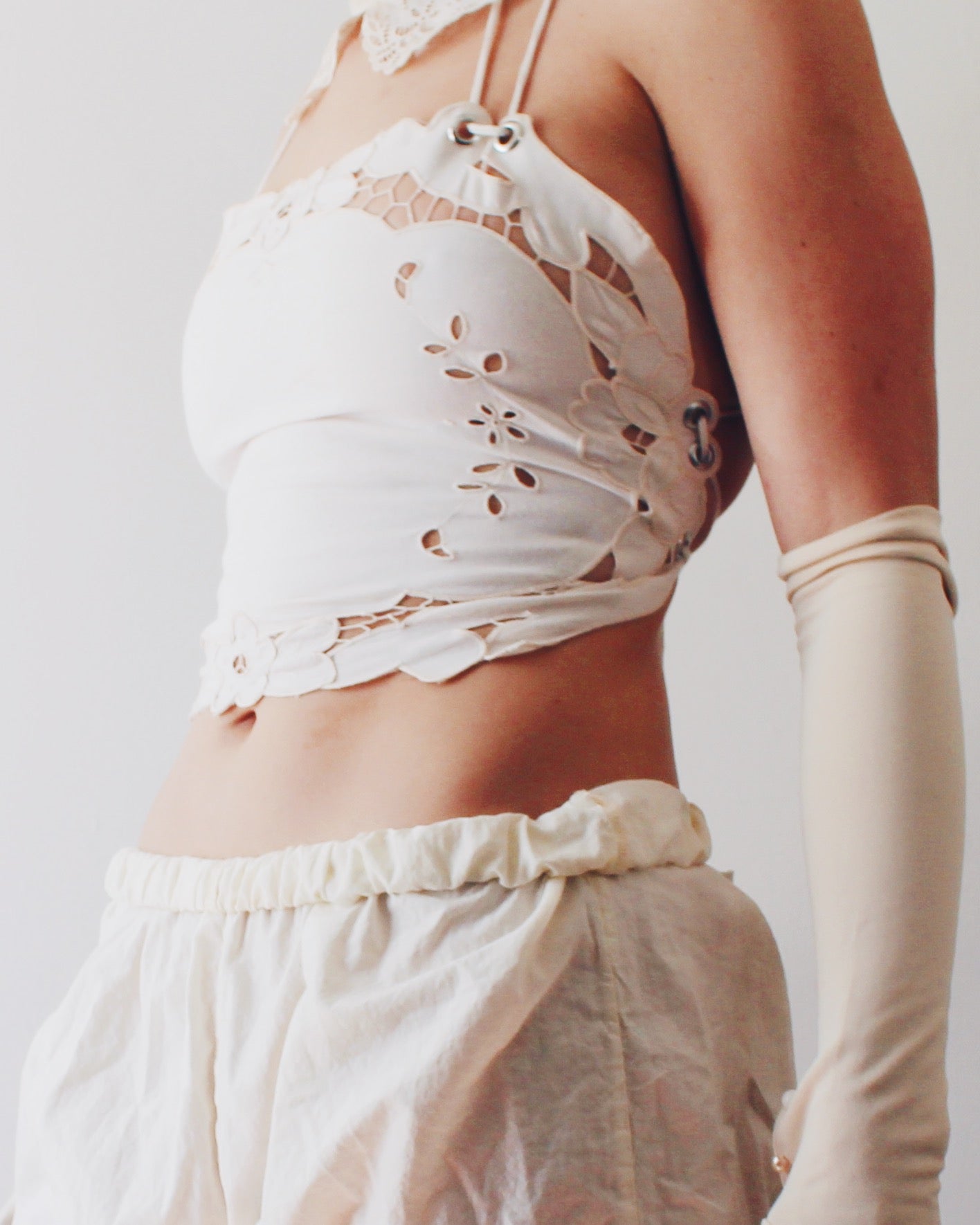 Upcycled Vintage Placemat Tank – Vintage Heirloom Tablewear Art - Reworked crop top