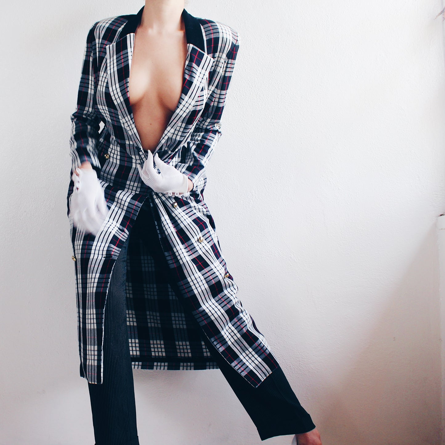 Vintage 90s Plaid Blazer Dress | Chic British Layering Piece - Thom Browne Style