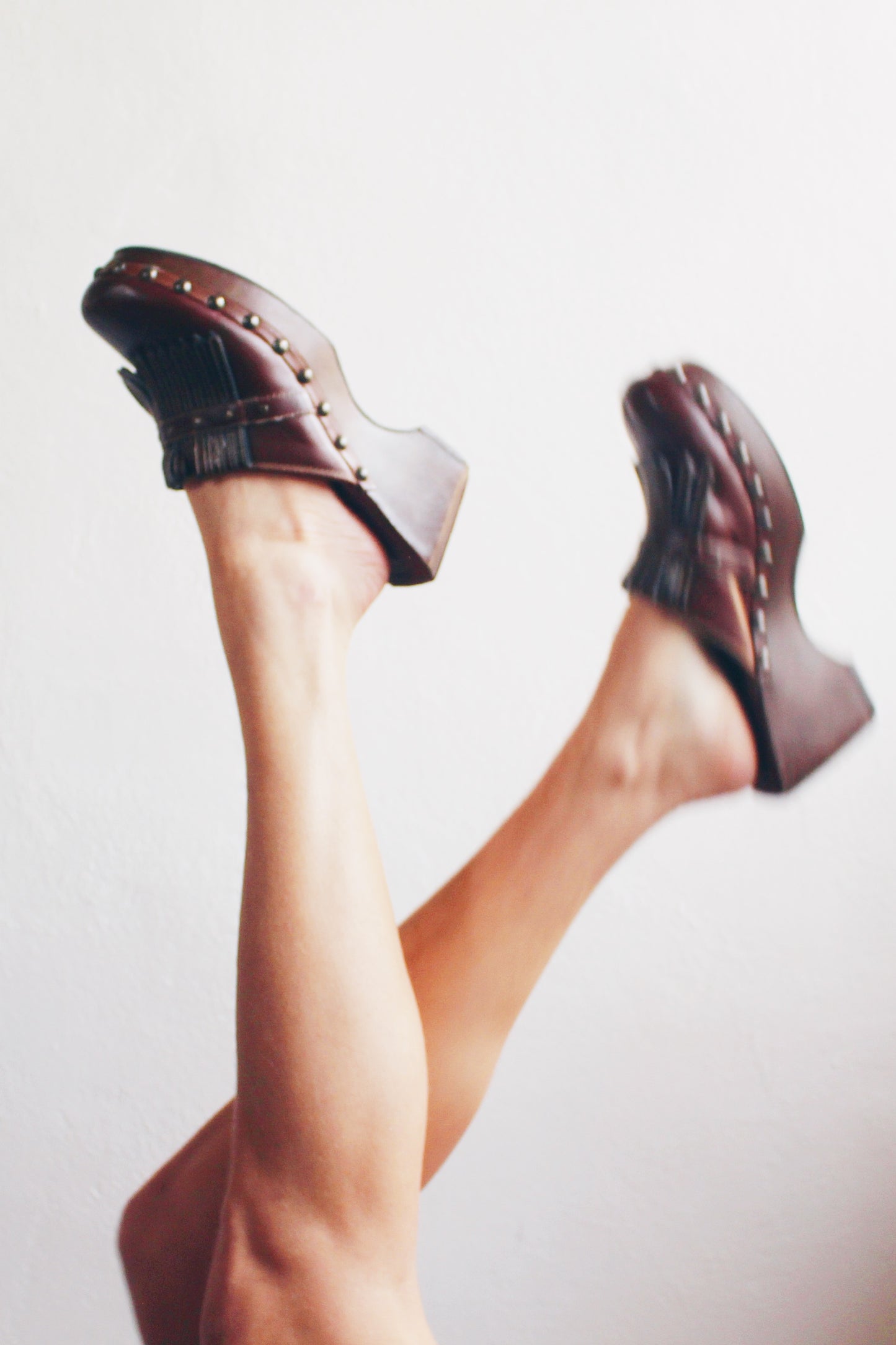 Whimsigoth Wonderland: Vintage 90s Brown Chunky Mudd Clogs of Artsy Delight!