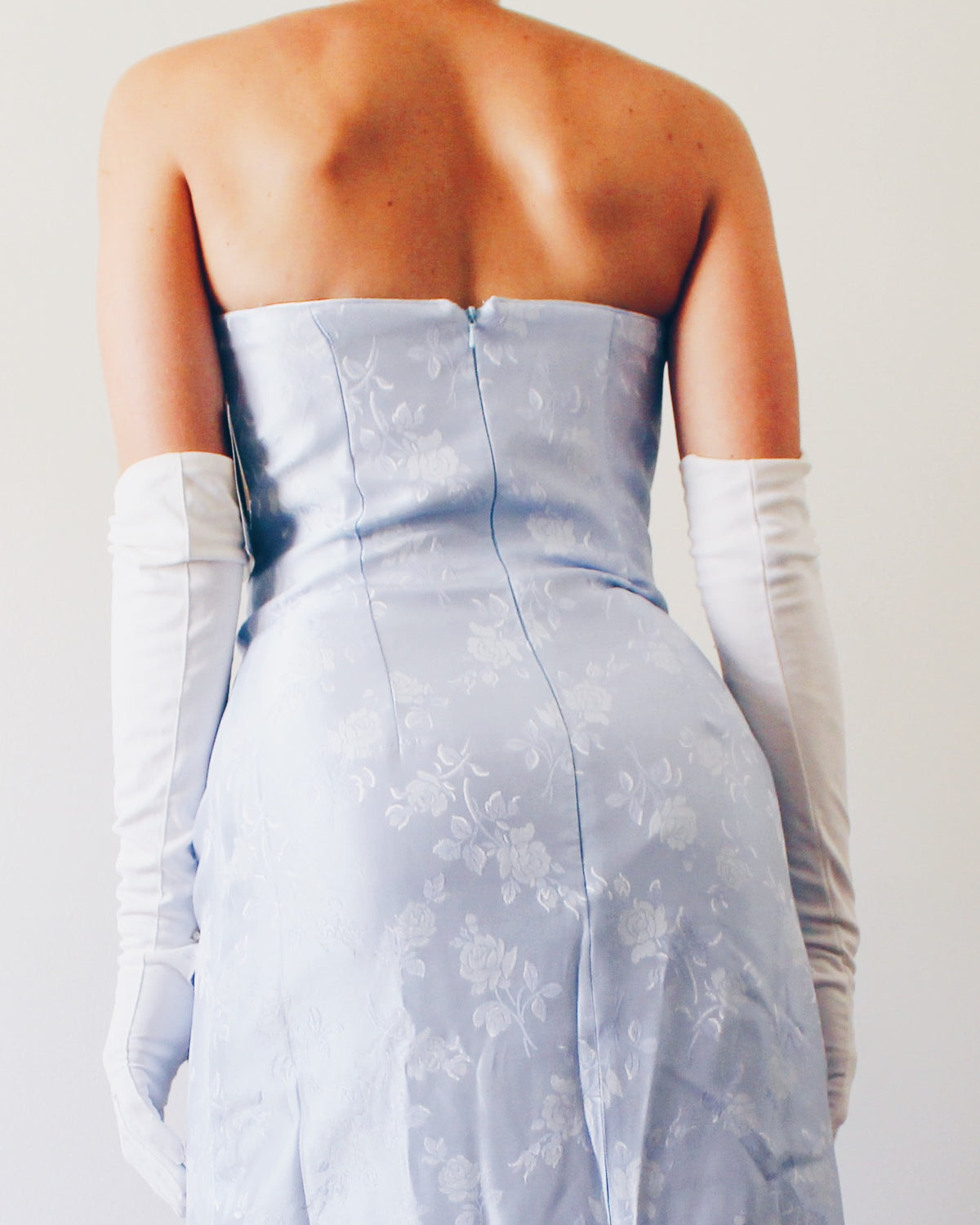 Deadstock Vintage Y2K Jessica McClintock Ice Blue Floral Formal Gown with Matching Wrap, Sleeveless Prom Dress