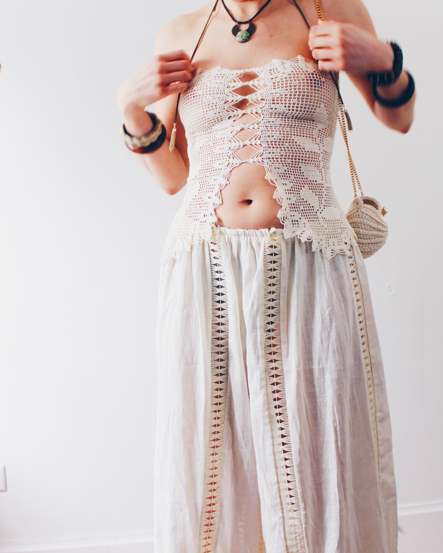 Crochet Couture: Upcycled Doily Crop Top - Reworked vintage - Coachella outfit