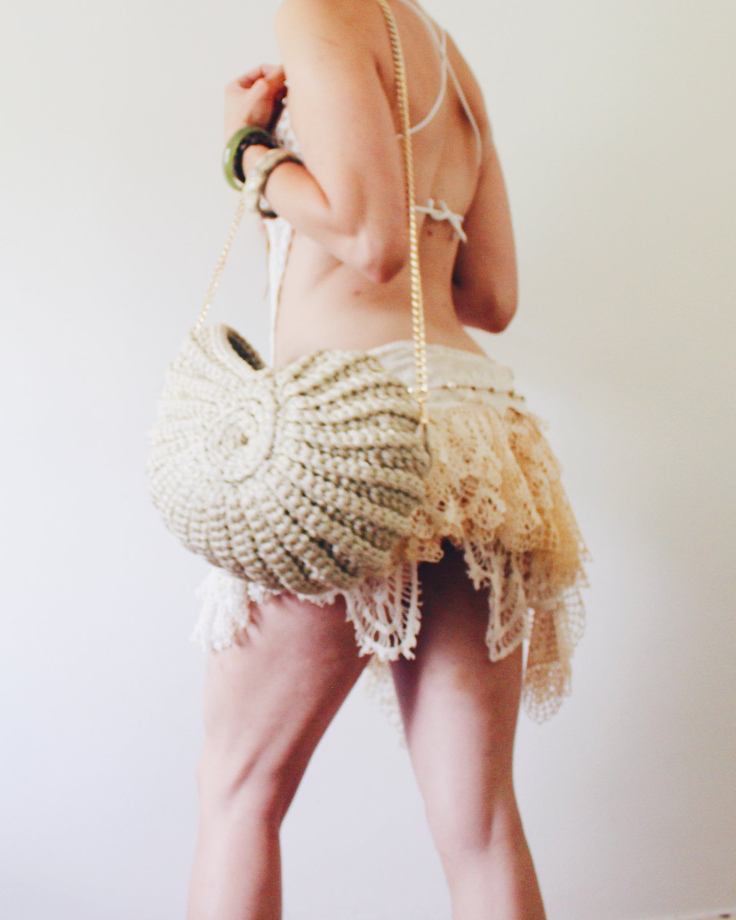Upcycled Vintage Doily Mini Skirt | Drop Waist Y2K Boho Style | Handmade Eclectic Lace Skirt