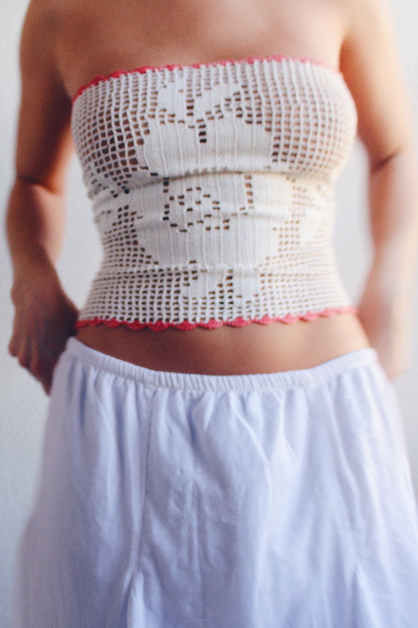 Vintage crochet Magic: Upcycled Doily Crop Top for Whimsy Lovers / repurposed doily top / upcycled macrame crop top