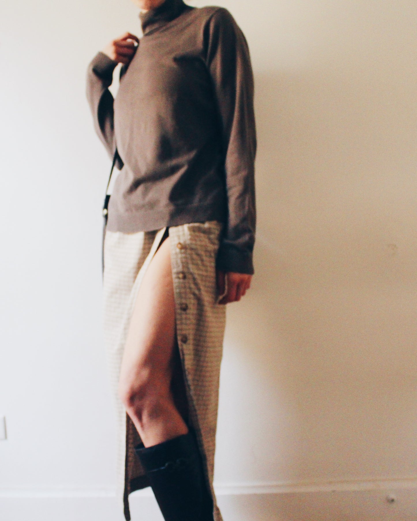 Vintage Gap Khaki‑Grey Turtleneck Sweater – Cozy Minimalist Cotton Knit for Layering