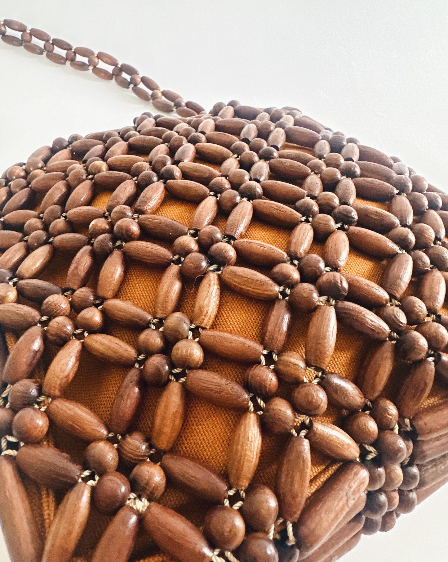 Vintage 90s Wooden Beaded Purse – Small Structured Summer Whimsygoth Boho Bag
