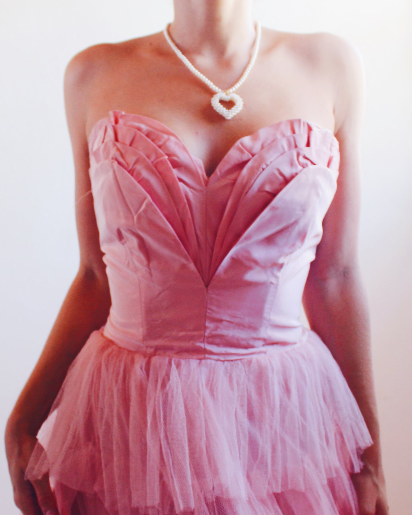 Vintage 1960s Coquette Pink Tiered Tulle Gown – Strapless Bombshell Prom Dress | Ultra-Girlie Princess Statement Piece