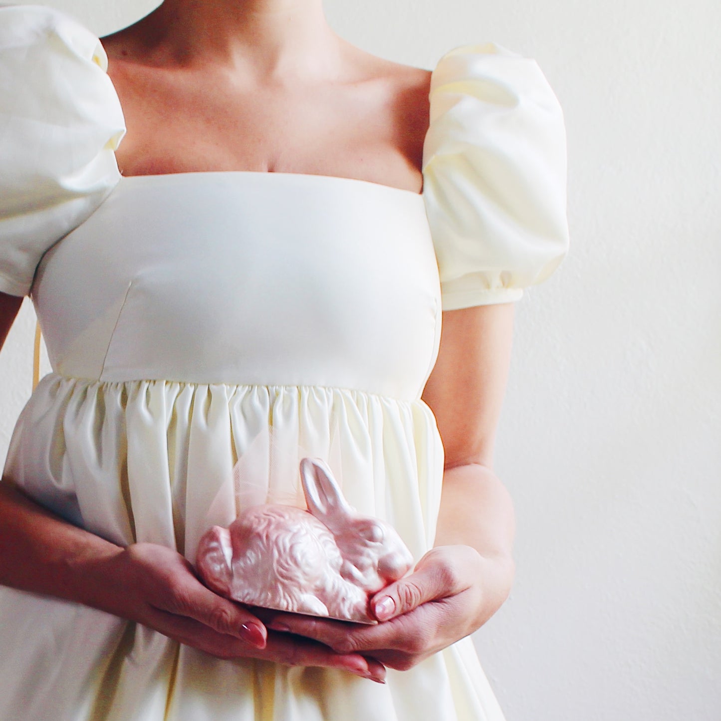 Upcycled Cream Babydoll Dress - Selkie like Cute Coquette Style with Bubble Sleeves | Perfect for Formal Events