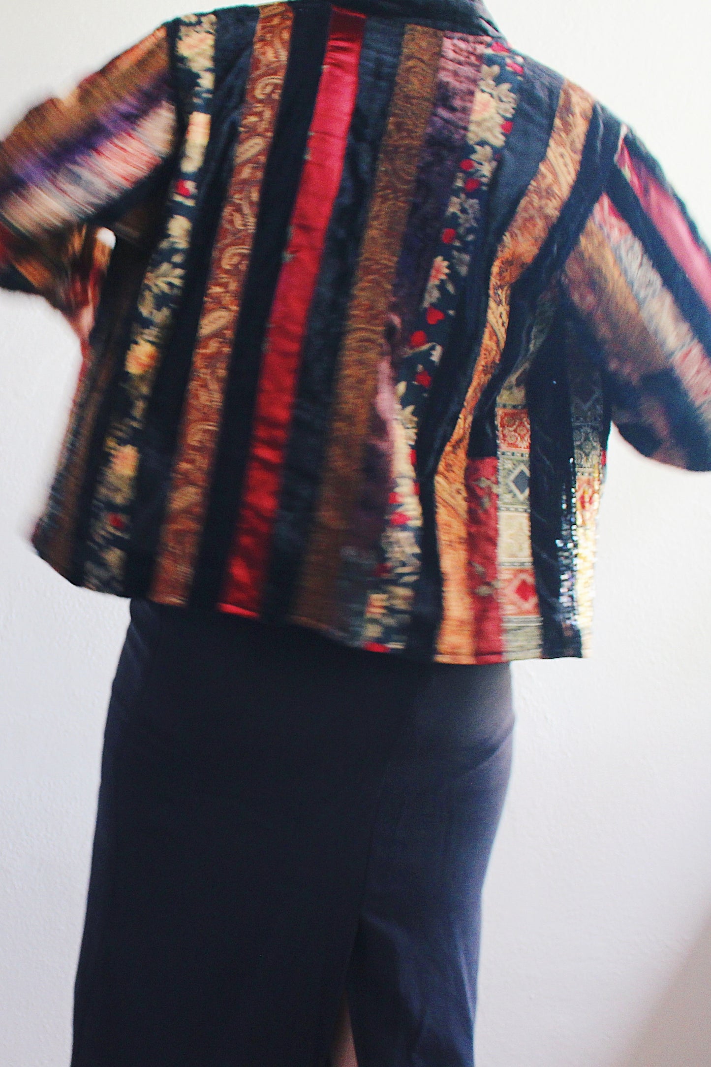 Vintage Black Velvet Patchwork Jacket - 90s Grunge WhimsyGoth Style