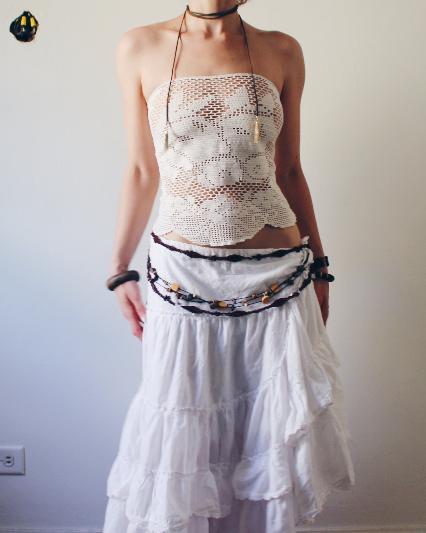 Crochet Couture: Upcycled Doily Crop Top - Reworked equestrian vintage - Festival Outfit