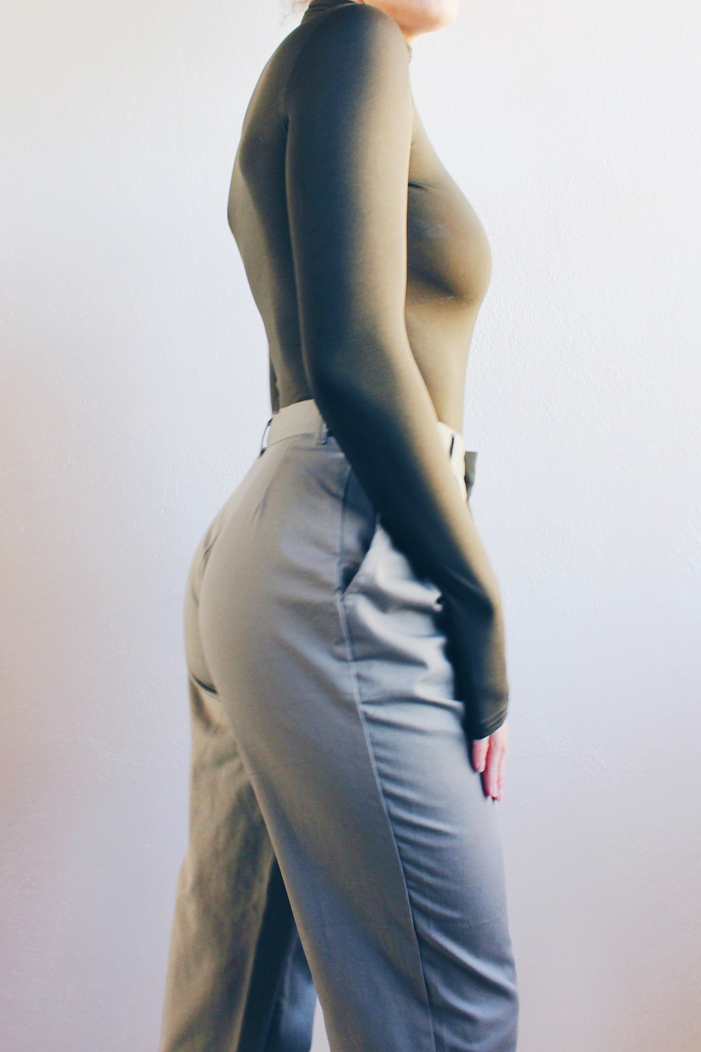 Vintage 90s Light Green Khaki High Waisted Pants - Retro Minimalist Style