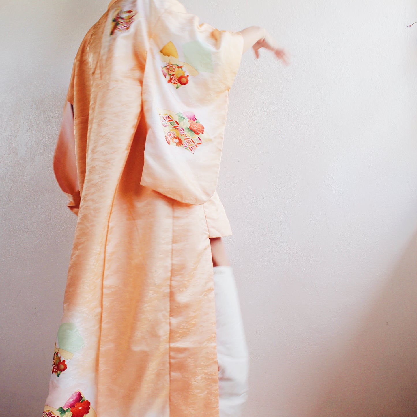 Vintage Peach Japanese Kimono - Kawaii Cute Romantic Spring Blossom